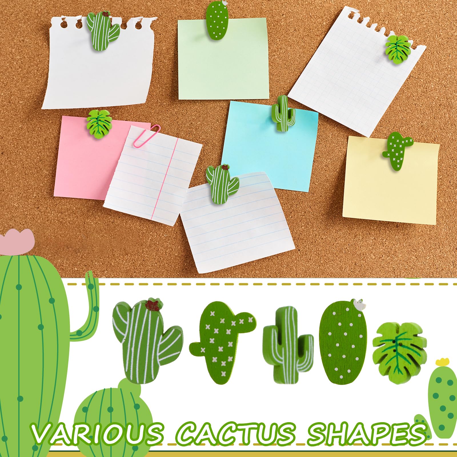 30 Pcs Decorative Thumb Tacks,Fun Push Pins Cute,Plant Pins Cactus - View #2