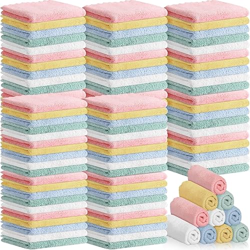 Paquete de 120 paños de bebé de 9 x 8 pulgadas, toallas de vellón coral para bebé, microfibra suave y absorbente, paño de lavado para bebés recién