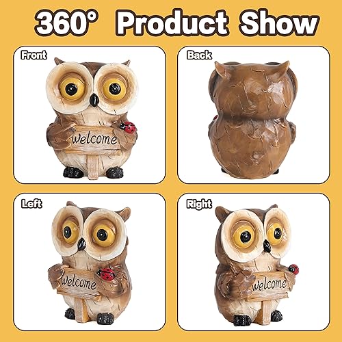 Miniatura 3 de Estatuas de búho para decoración de jardín, bonita figura con letrero de bienvenida, decoración de porche, césped, patio, exterior, interior, hogar,