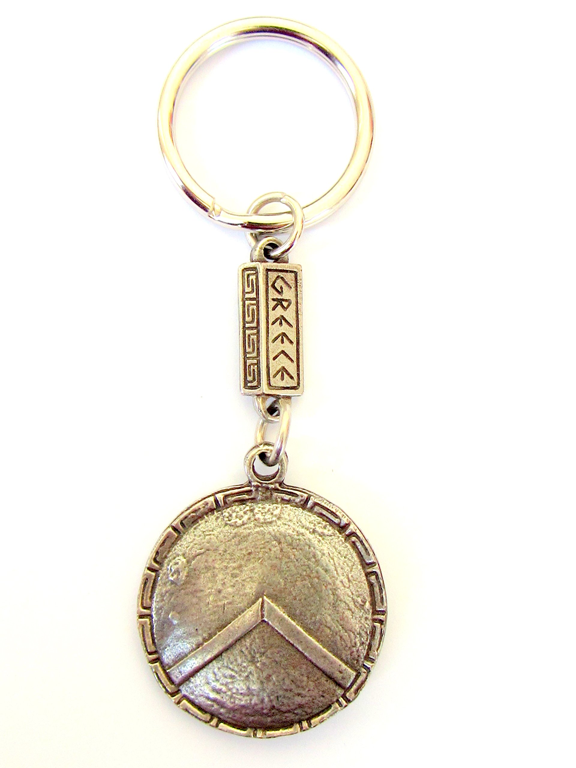 IconsGrAncient Greek Zamac Spartan Shield Keyring 300 Leonidas Silver Color (O2)