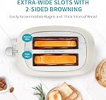 Ultrean Toaster 2 Slice with Extra-Wide Slot, Stainless Steel Toaster with Removable Crumb Tray, Small Toaster with 6 Browning Settings, Cancel, Bagel, Deforest Functions, 825 W (Cream)
