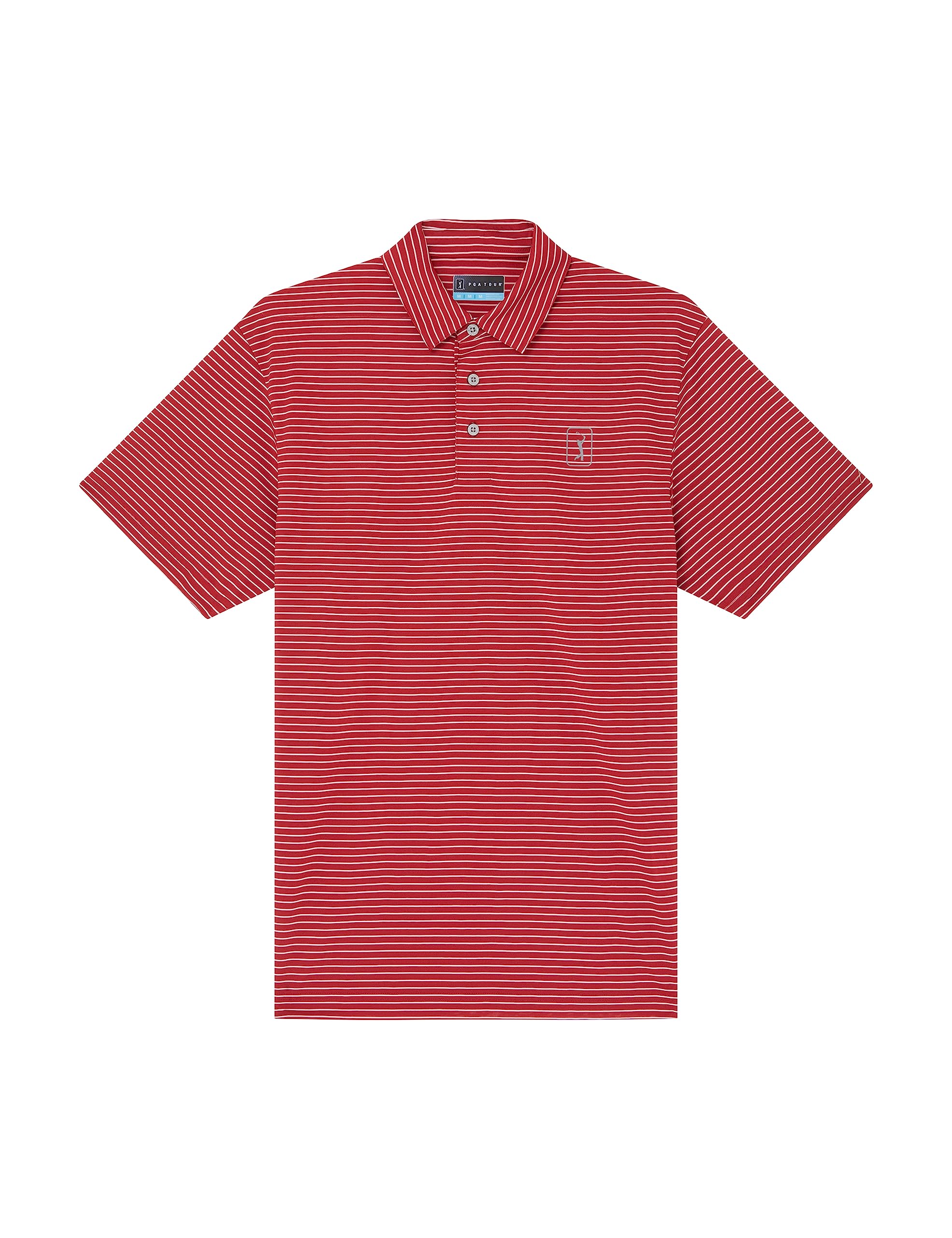 PGA Tour Men's Golf Polo Shirt, Stripe Design, Natural Stretch, Short Sleeve, Regular Fit