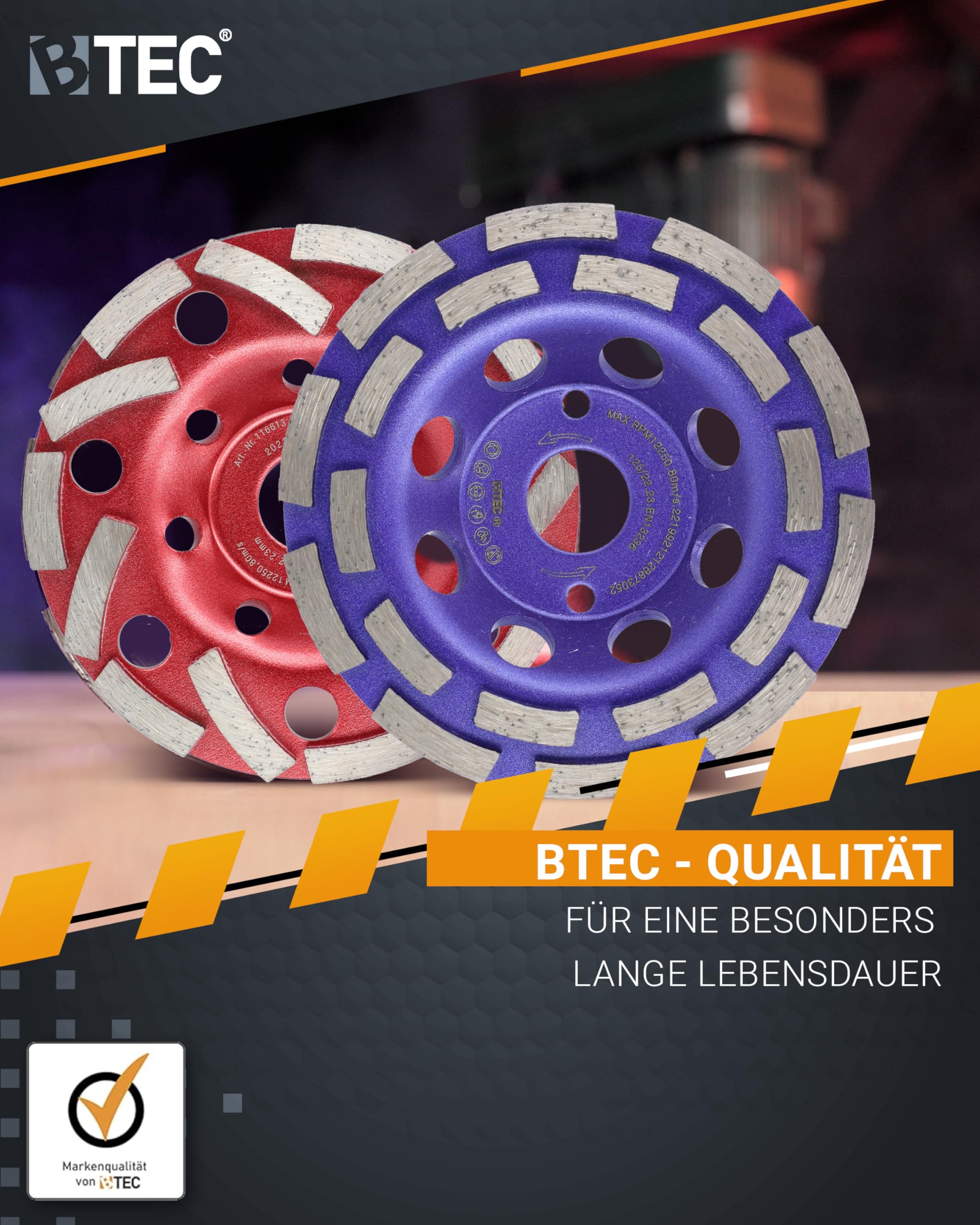 Meule diamantée Twin Speed Ø 125 mm, alésage 22,22 mm, pour béton I pierre naturelle I Granit I Chape I Maçonnerie I Usage universel