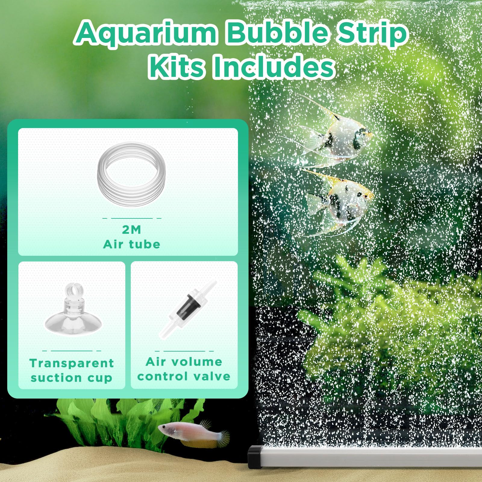 Pietra Da Aria Hygger Per Acquario - Diffusore Di Ossigeno A Microbolle, Con Tubo E Ventose - Foto 2