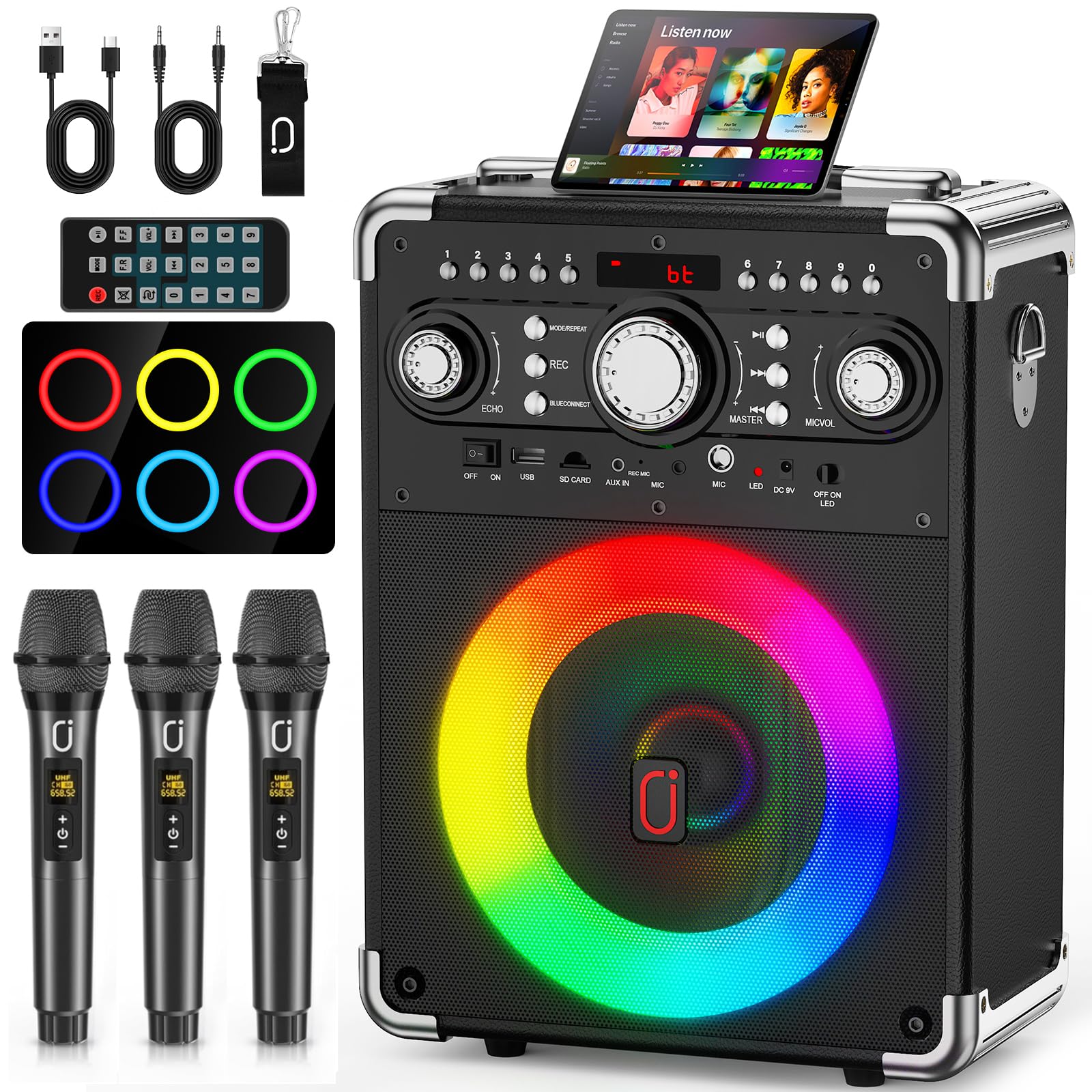 Sodomai karaoke Machine ワイヤレススピーカー Amazon.com - Karaoke Machine for Adults and Kids with 2 UHF