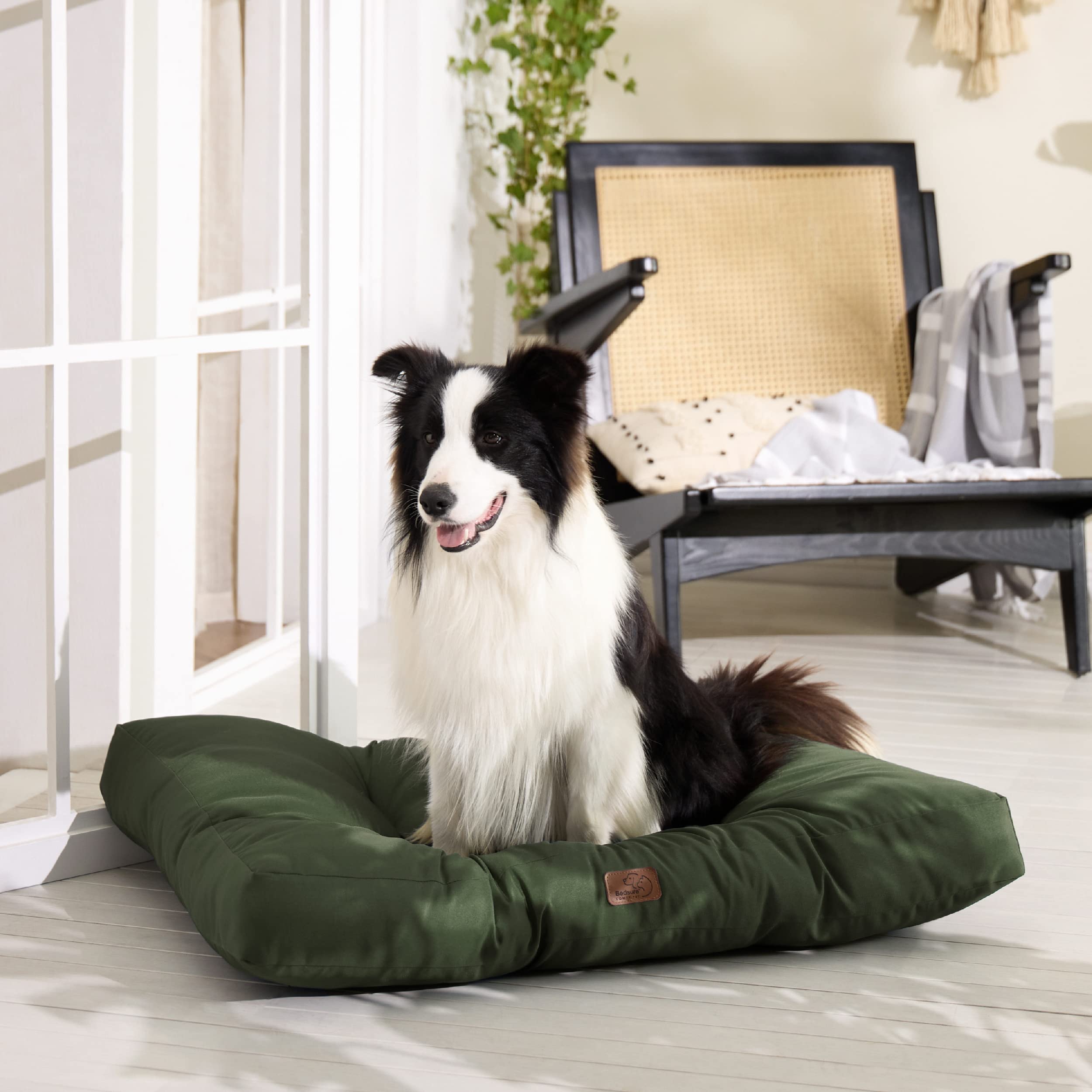 Bedsure Cuscino per Cani Taglia Grande - Cuscini per Cani Taglia Media Tappeto Cane Cuscino Cane Interno Cuscino Cuccia Cane Impermeabile 91x68x10 cm Verde Scuro Lavabile