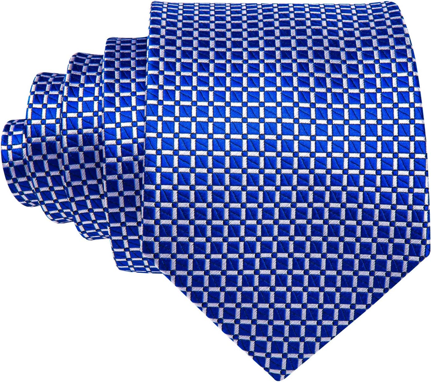 Barry.Wang Designer Classic Ties for Men Set Formal Pocket Square Cufflink Check Plaid - Image 4