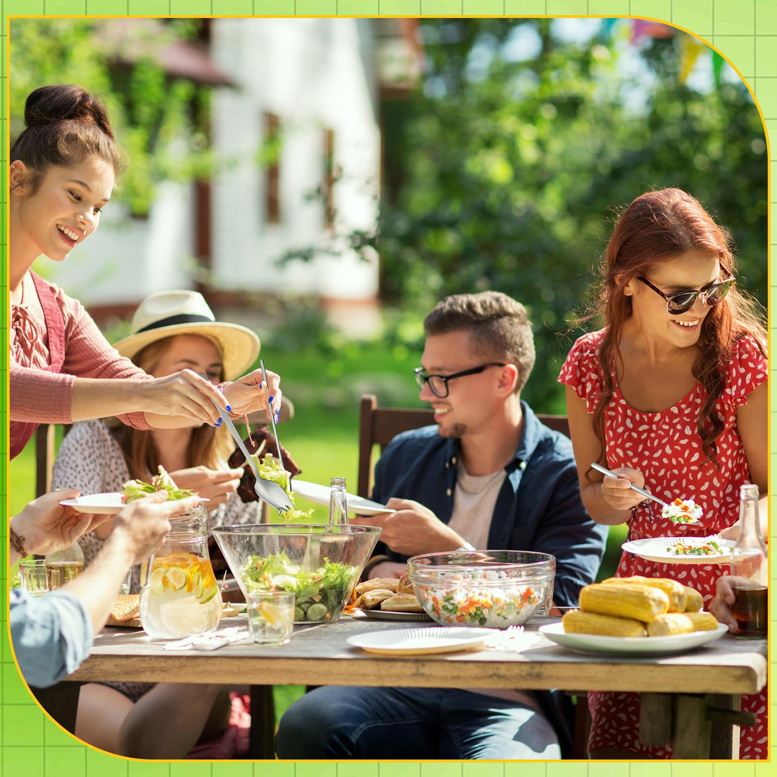 FillTouch 20 tenedores de acero inoxidable para ensalada, 7.4 pulgadas de largo, cucharas de helado de postre, tenedores reutilizables para aperitivos de frutas, para uso diario, suministros de