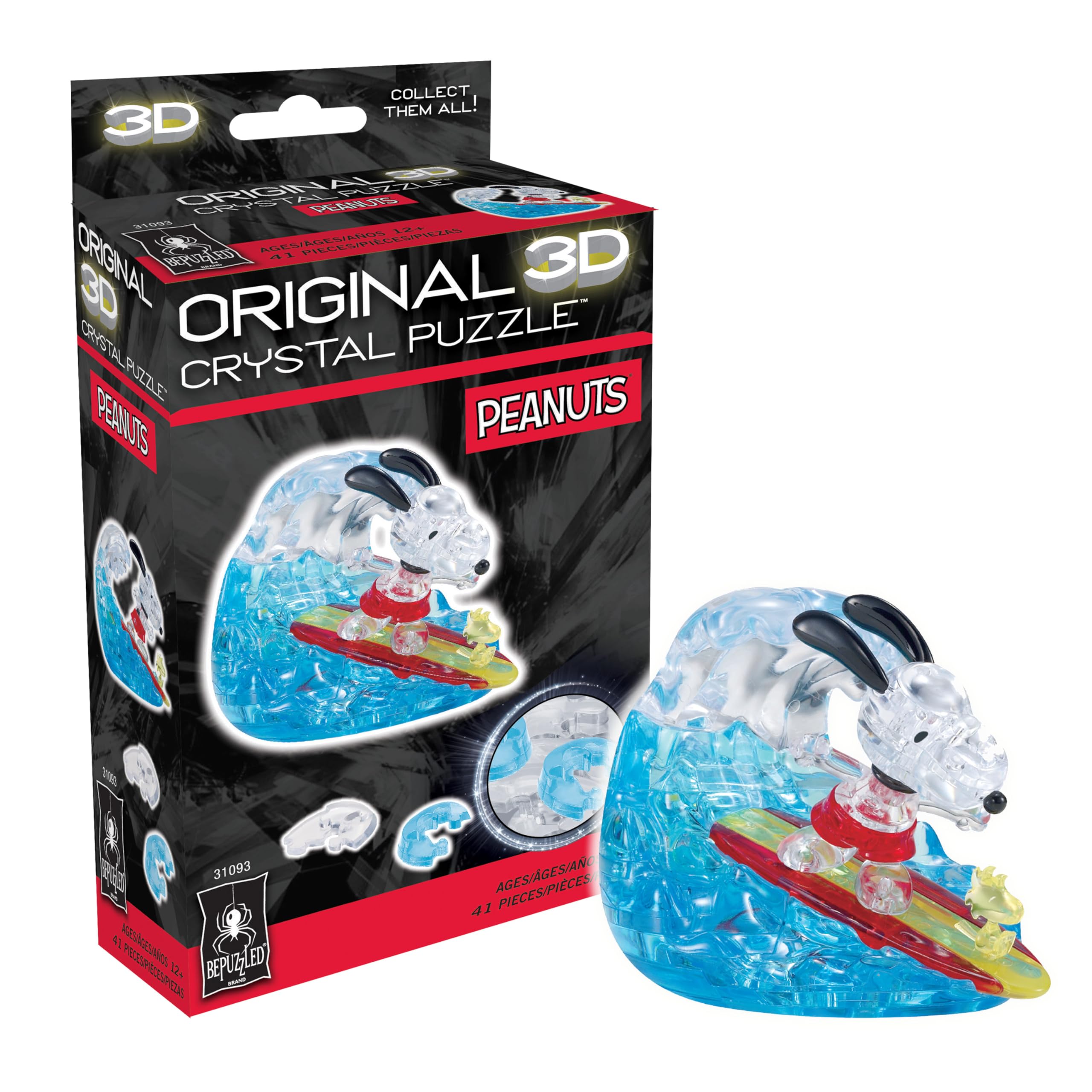 Amazon.com: BePuzzled, Peanuts Snoopy Surf Original 3D Crystal