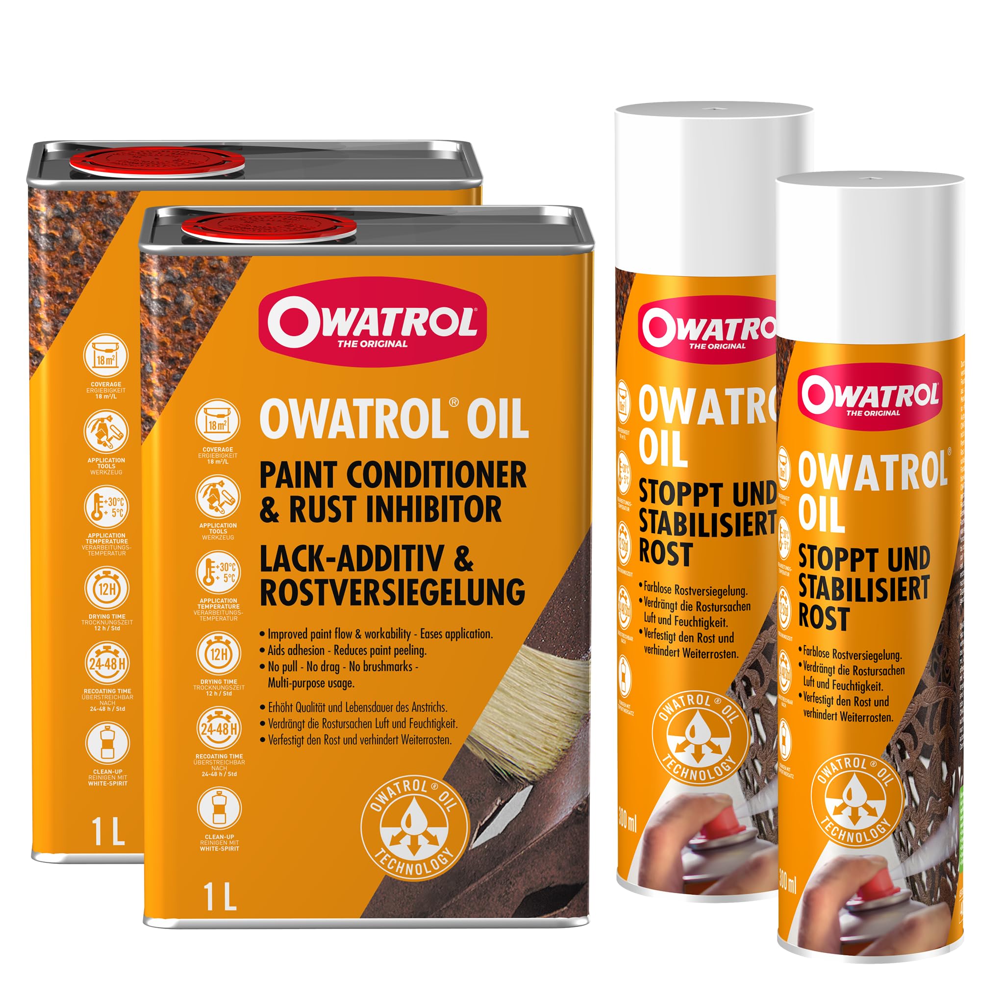 OWATROL Öl Set 2,6 L | Set aus Rostschutzöl-Gebinden – praktische Sparlösung für mehrere Anwendungen