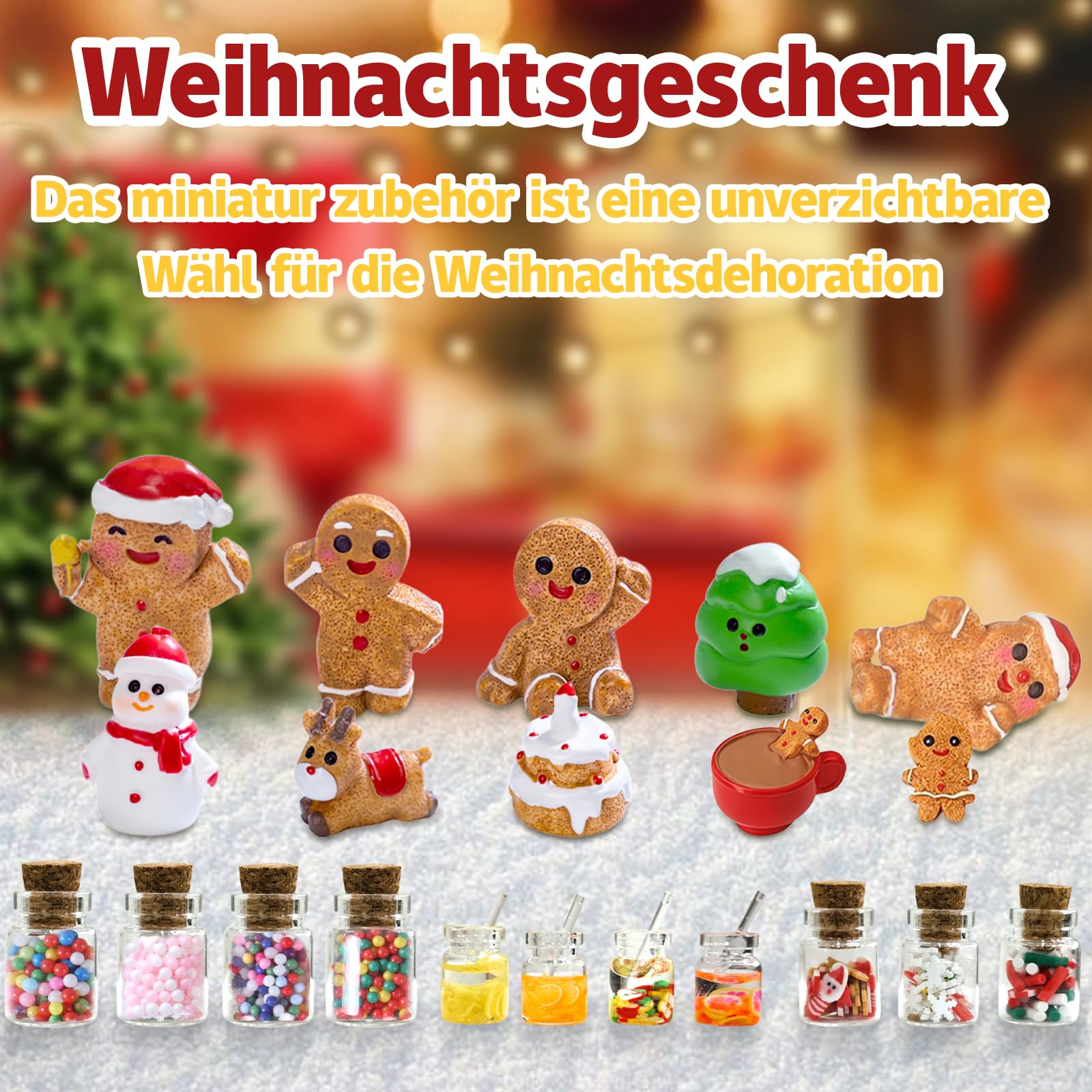 Set di 12 decorazioni per albero di Natale, con uomo di pan di zenzero, per Natale, festività, feste, decorazioni fai da te