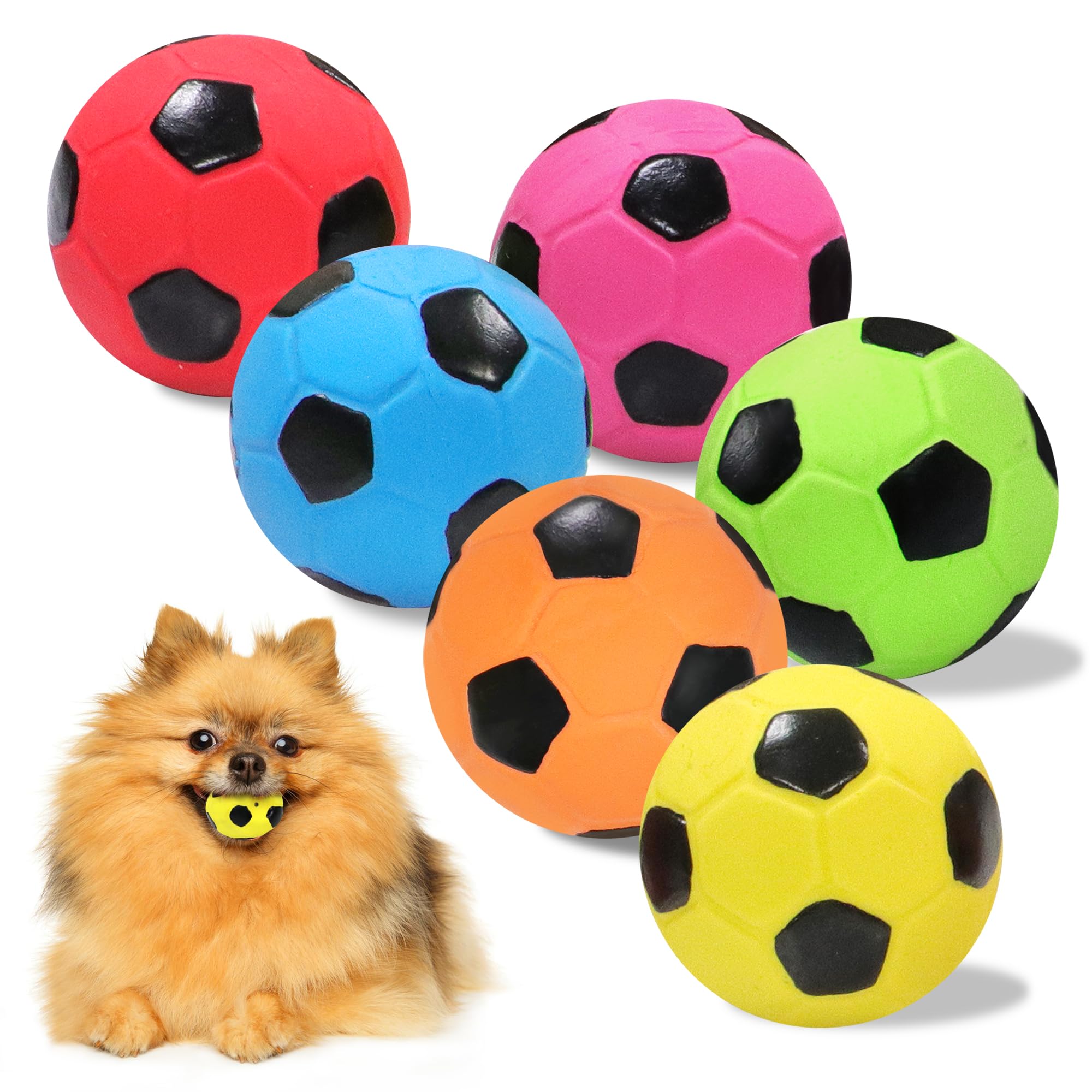 2 Dog Soccer Ball Toys 6 Pack Squeaky Dog Toys Interactive Soccer Balls for Chewing and Training Fits