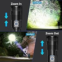 Vista 7 de Linternas LED Recargables de Alto Lumen, 99,000 Lúmenes Linternas Súper Brillantes con 5 Modos, Linterna Potente Impermeable Linternas