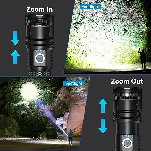 Vista 7 de Linternas LED Recargables de Alto Lumen, 99,000 Lúmenes Linternas Súper Brillantes con 5 Modos, Linterna Potente Impermeable Linternas