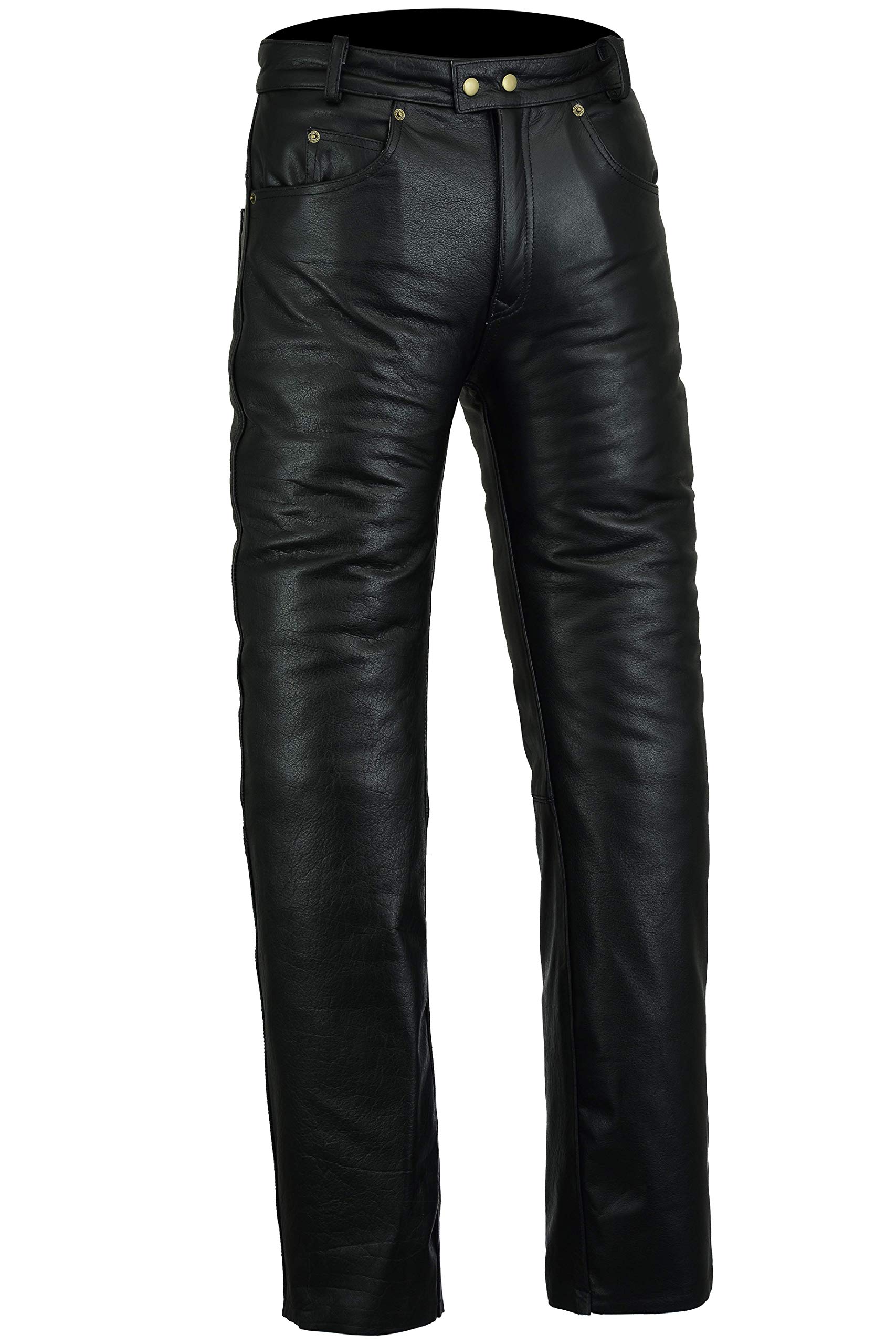 Bikers Gear Australia New Mens Soft Leather Rock And Roll Motorcycle Comfort Leather Jeans Trousers Made from Premium Leather for Comfort Fi