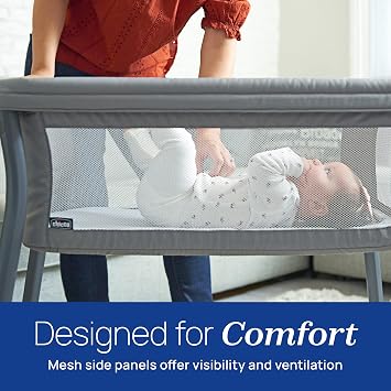 Chicco LullaGo Anywhere Portable Bassinet, Lightweight, Space-Saving with Waterproof Mattress and Fitted Sheet, Travel-Friendly, Includes Carry Bag, Lyric/Beige