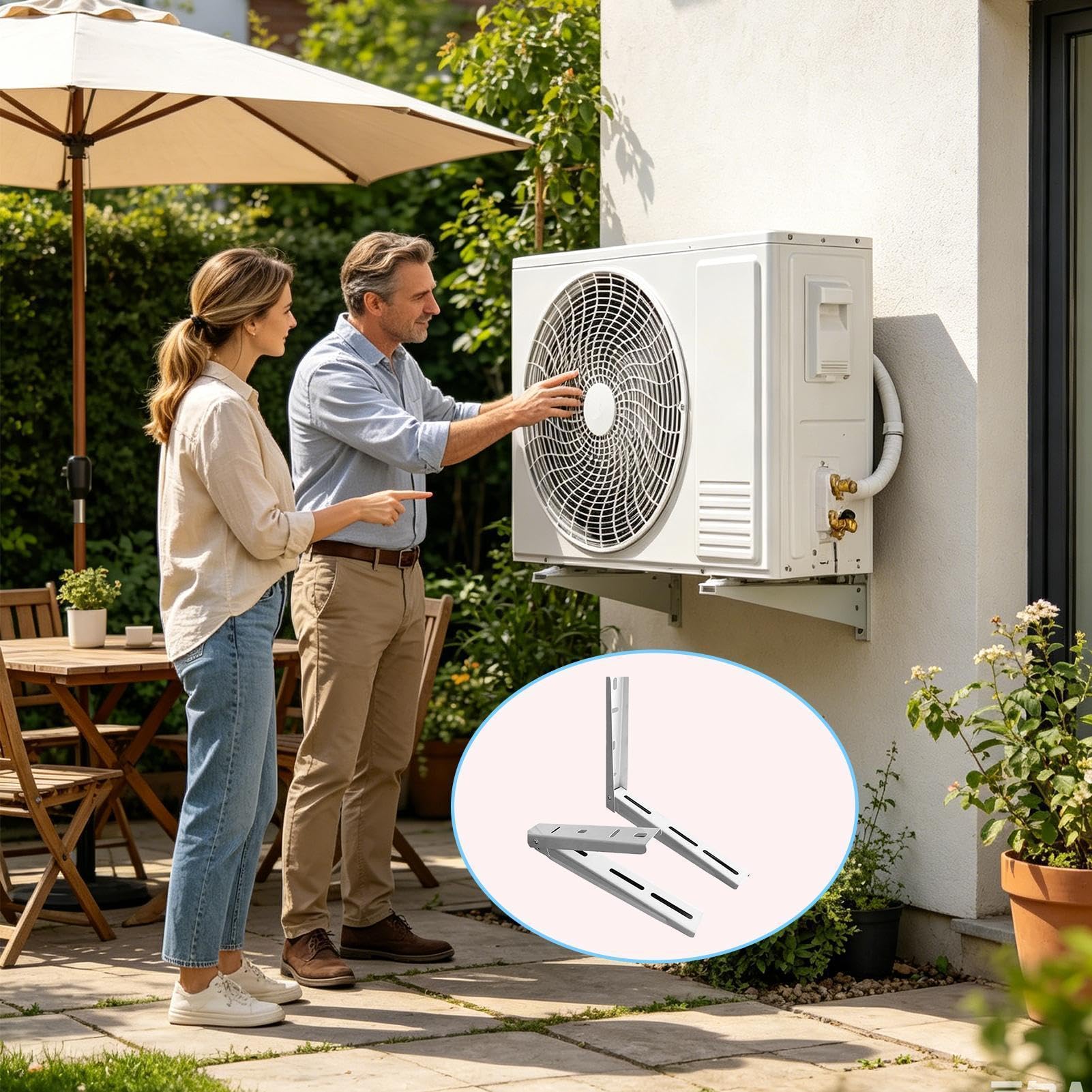 Mini Split Wandhalterung Klimaanlage | Klimagerät Aussengerät Halterung | Verzinkter Stahl | 35x45cm Universelle Konsole Für 7000-15000 BTU Split Klimaanlagen | Montage Set Zubehör Weiß