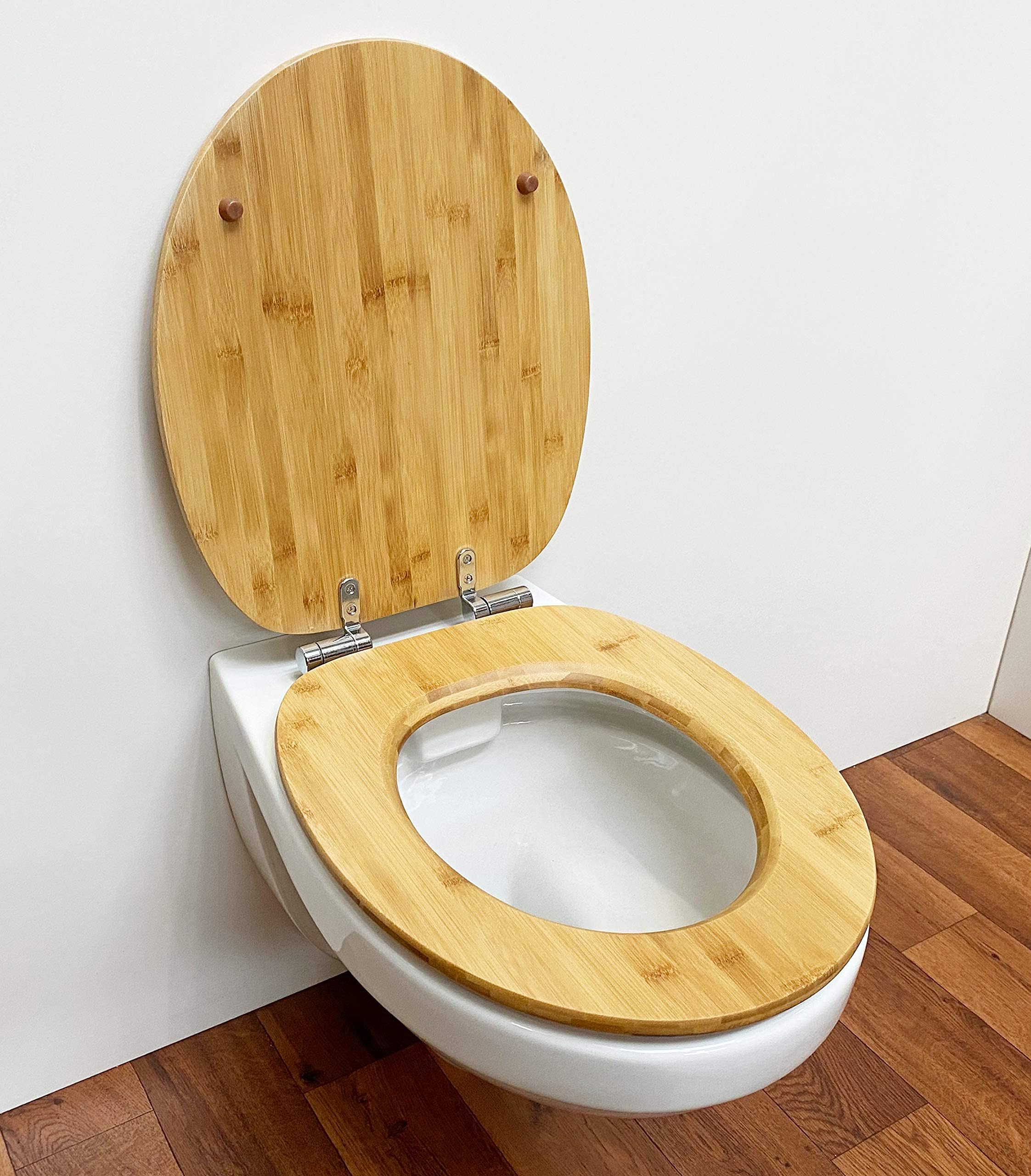 ADOB Asiento de inodoro bambú, con descenso automático, color marrón oscuro, 33323