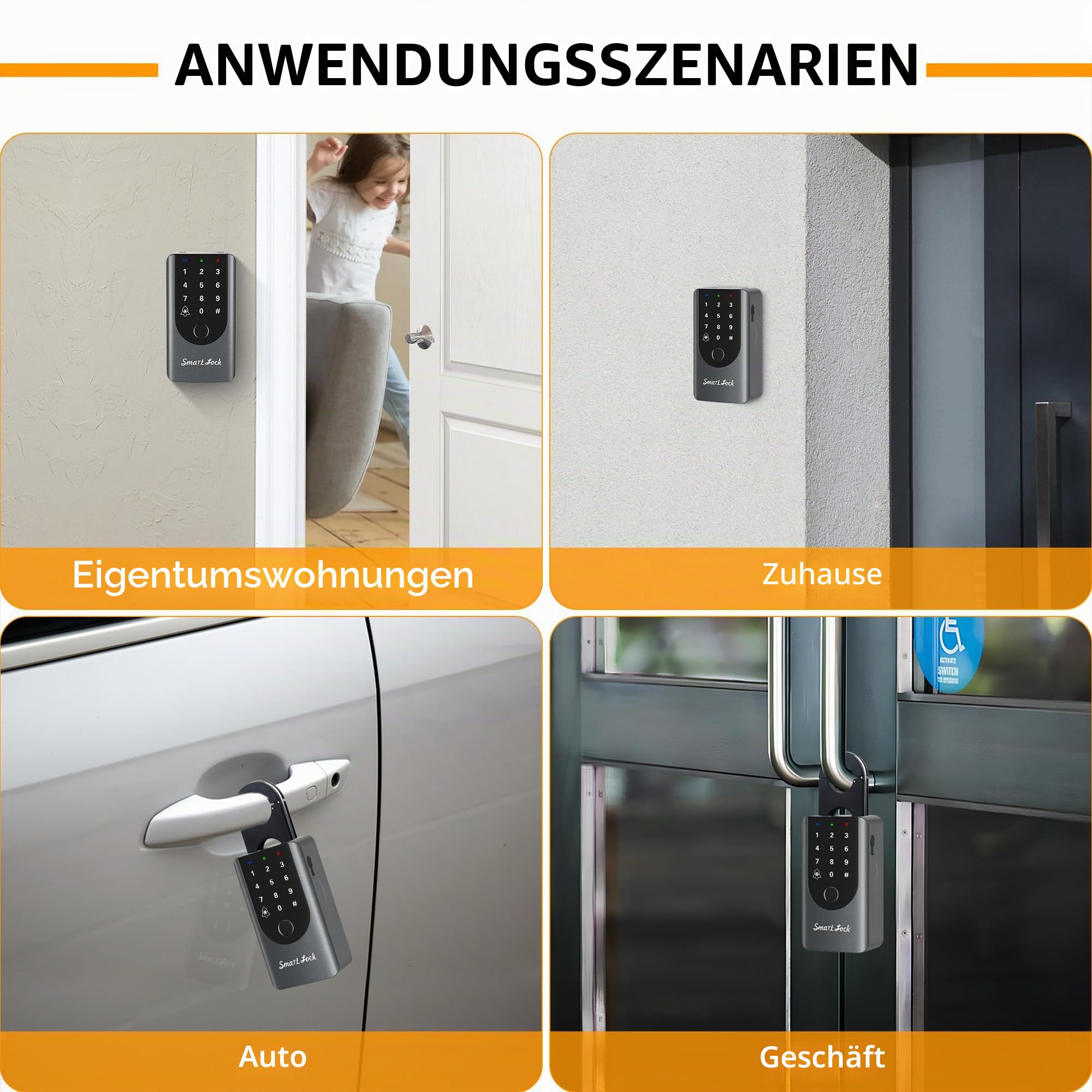 Smart Fingerabdruck Schlüsselschloss Box, IP66 Wasserdicht Outdoor Safe mit Türklingel