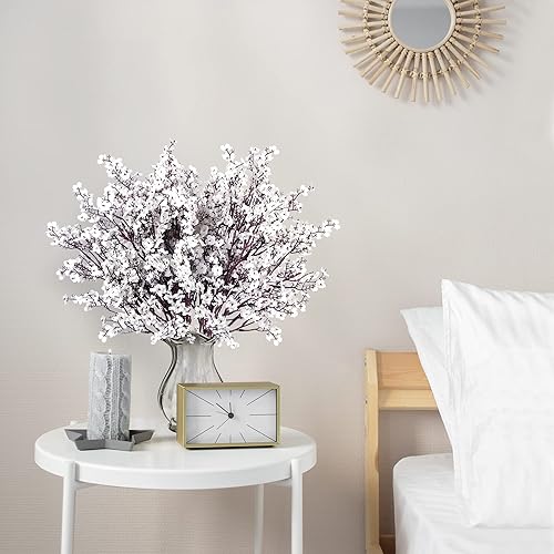 Vista 19 de Sggvecsy 15 piezas de flores artificiales de aliento de bebé, ramos de gypsophila a granel, flores de seda falsas de tacto real para el hogar, Negro