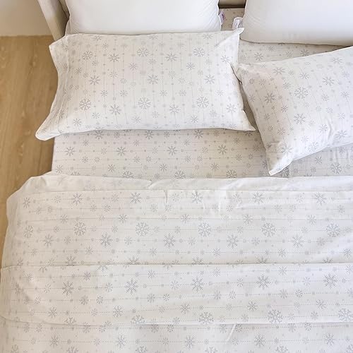 Miniatura 8 de Elegant Comfort Juego de sábanas ultrasuaves de franela de 100% algodón turco, 4 piezas, sábanas de franela de Navidad navideñas, cálidas y