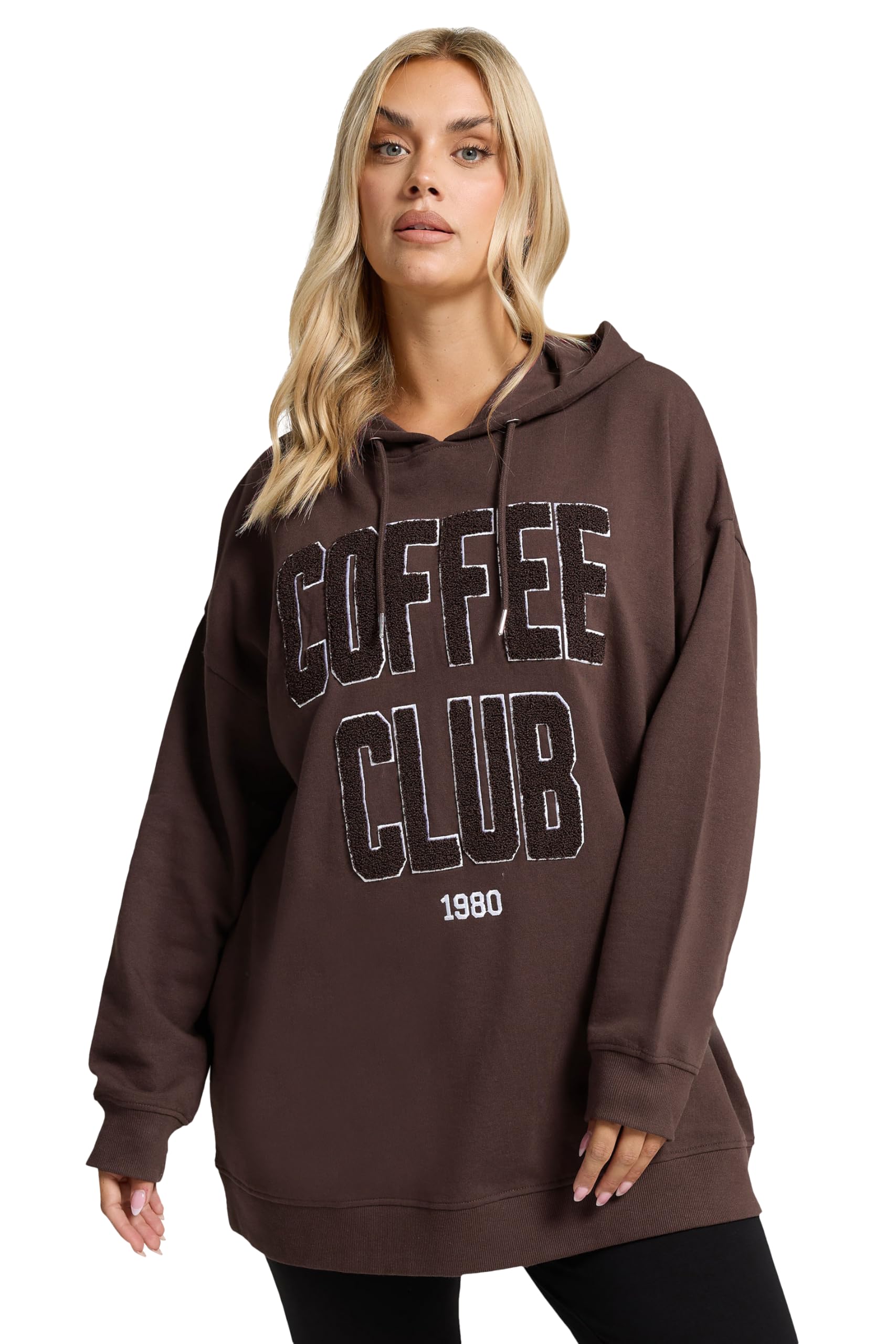 Yours Women's Dark Brown 'Coffee Club' Hoodie In Size 20