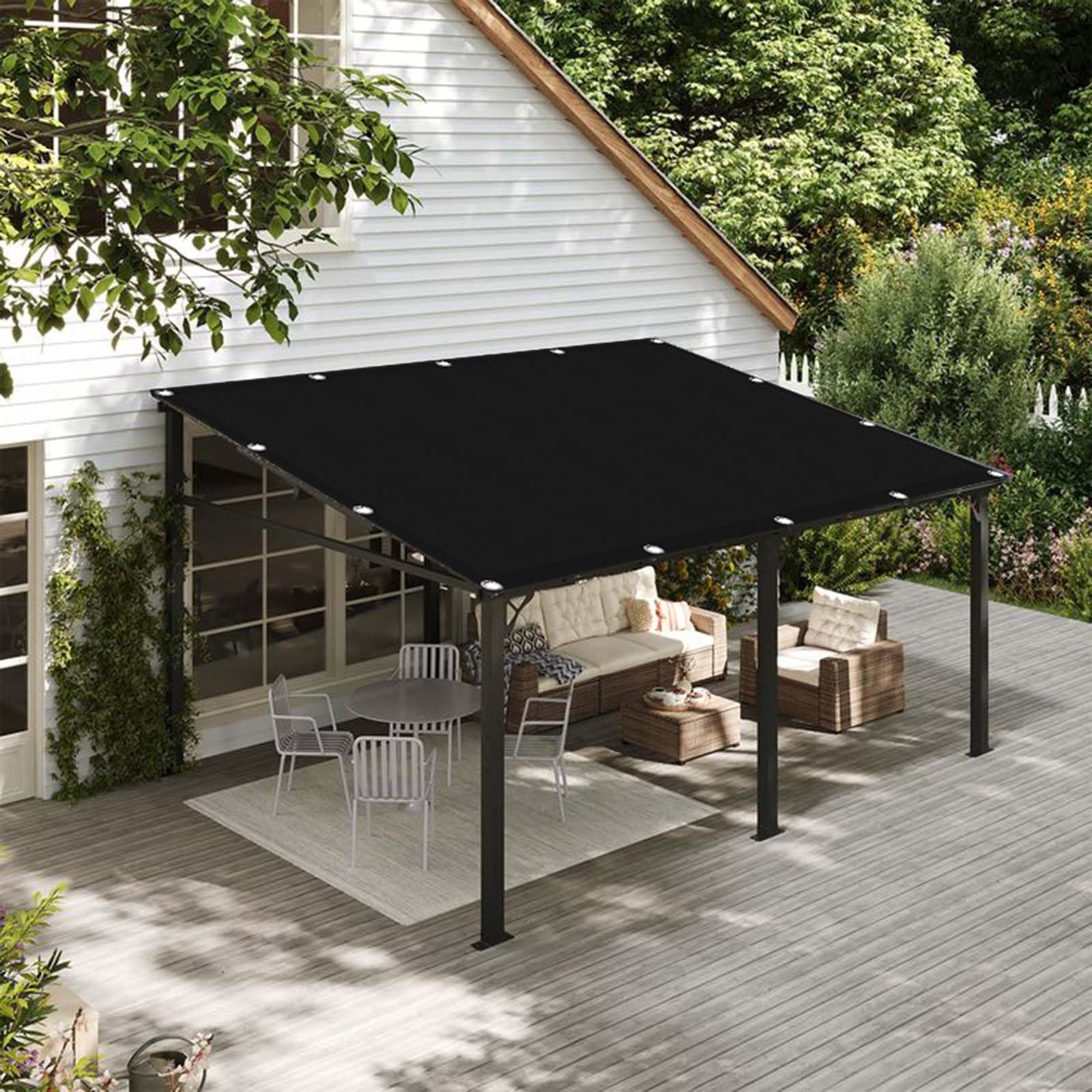Voile d'ombrage en toile PES de haute densité bâche noire de 100x900 cm anti-déchirure