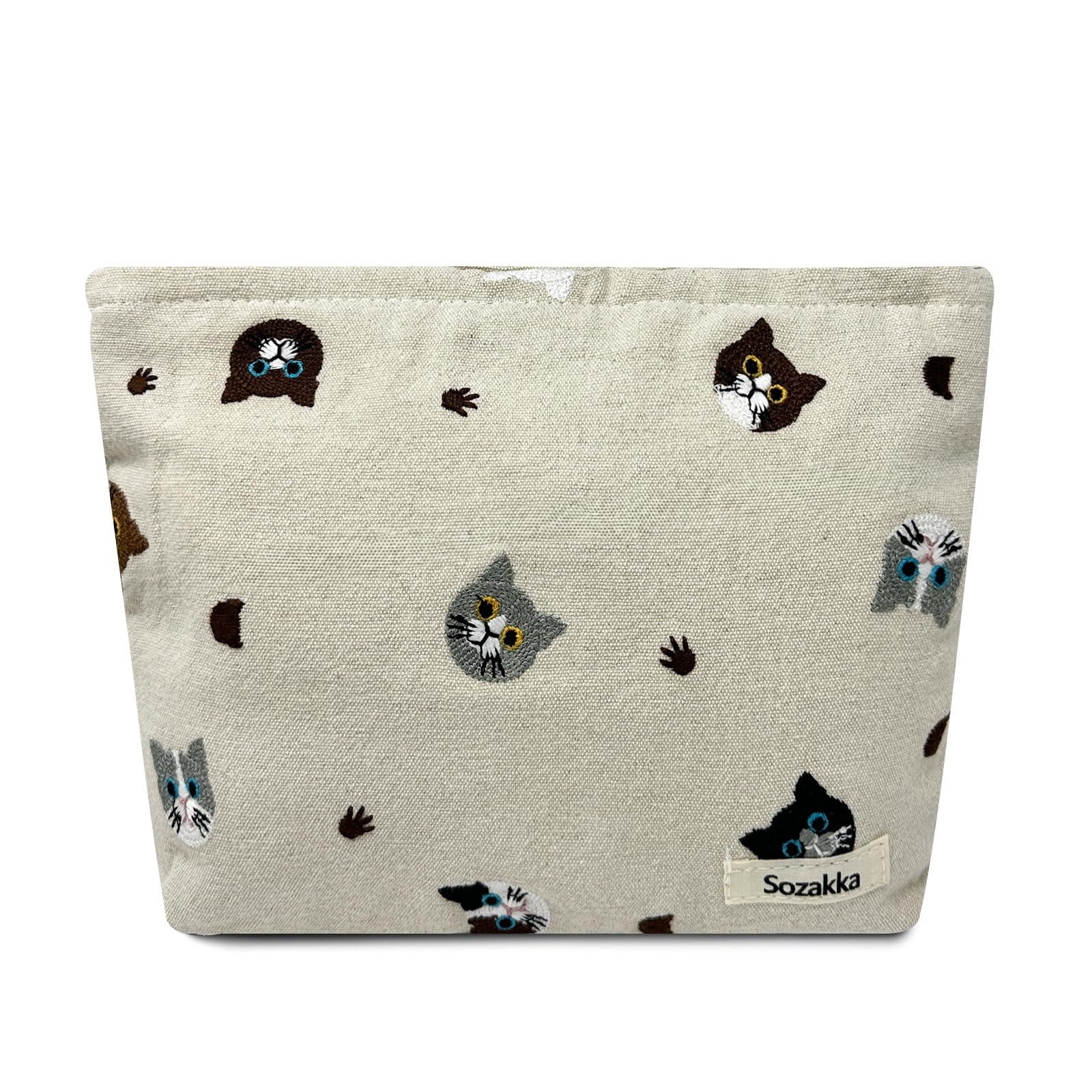 allydrew Cosmetic Pouch, Makeup and Toiletry Travel Bag, Embroidered Cats