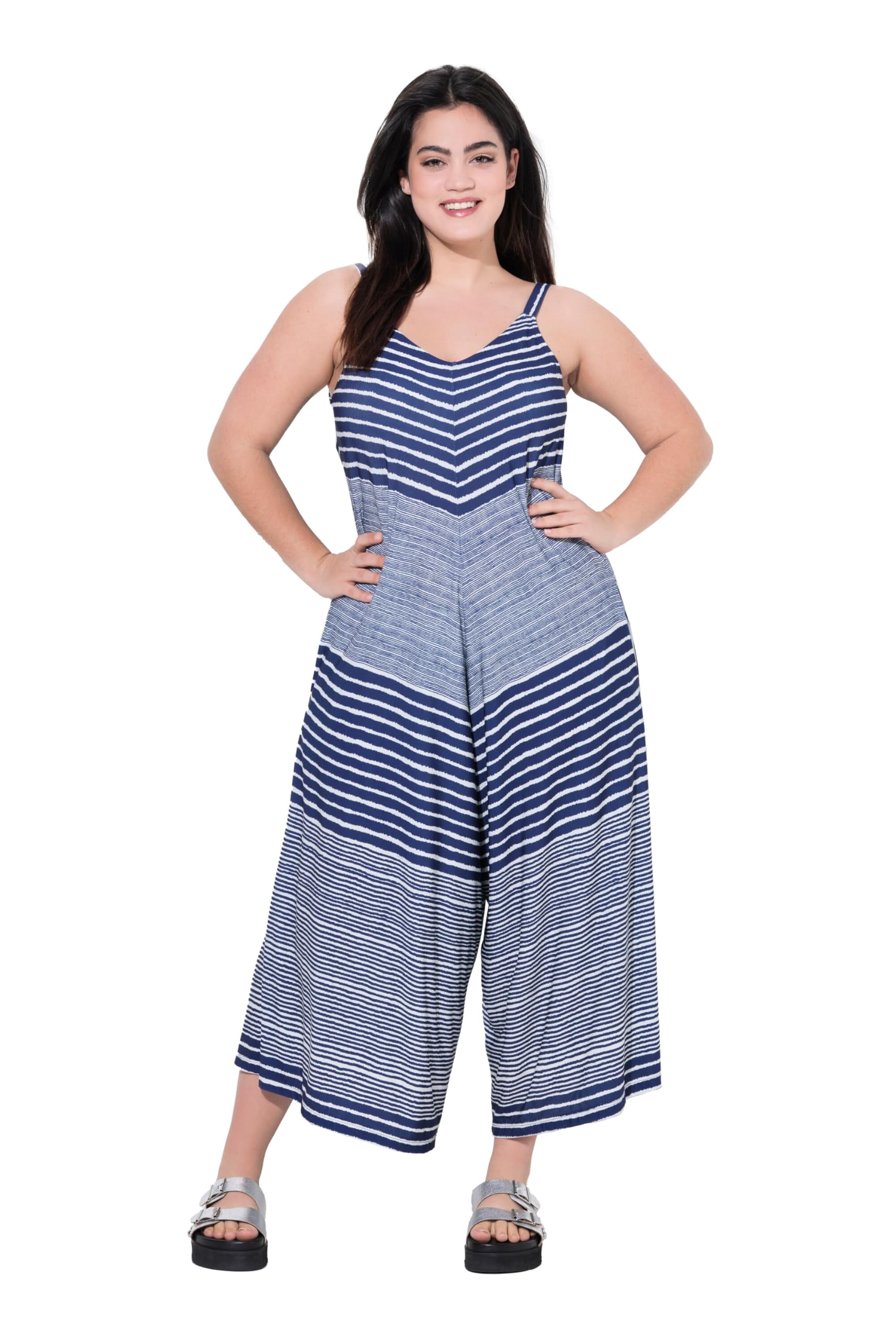 Angel of Style Damen große Größen Übergrößen Plus Size Jumpsuit, A-Line, Streifen 842143