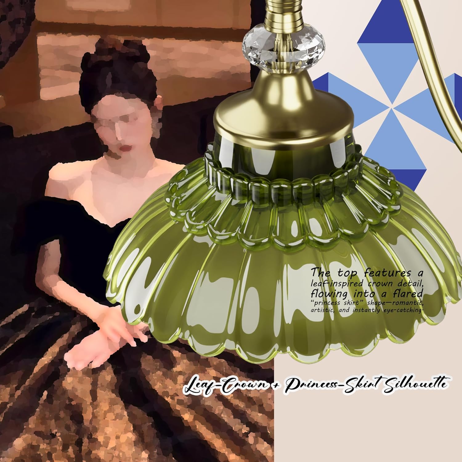ASLONG Bathroom Light Fixtures, 1-Light Copper Vanity Light Over Mirror with Green Crystal Glass Shade, Bathroom Wall Lamp for Mirror Kitchen Living Room Porch