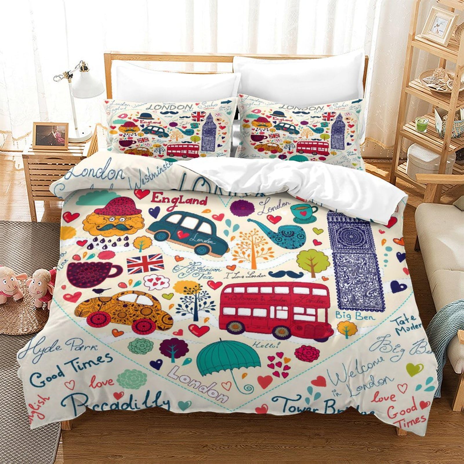 Housse de couette 3D Londres pour lit Super Roi : la solution confort