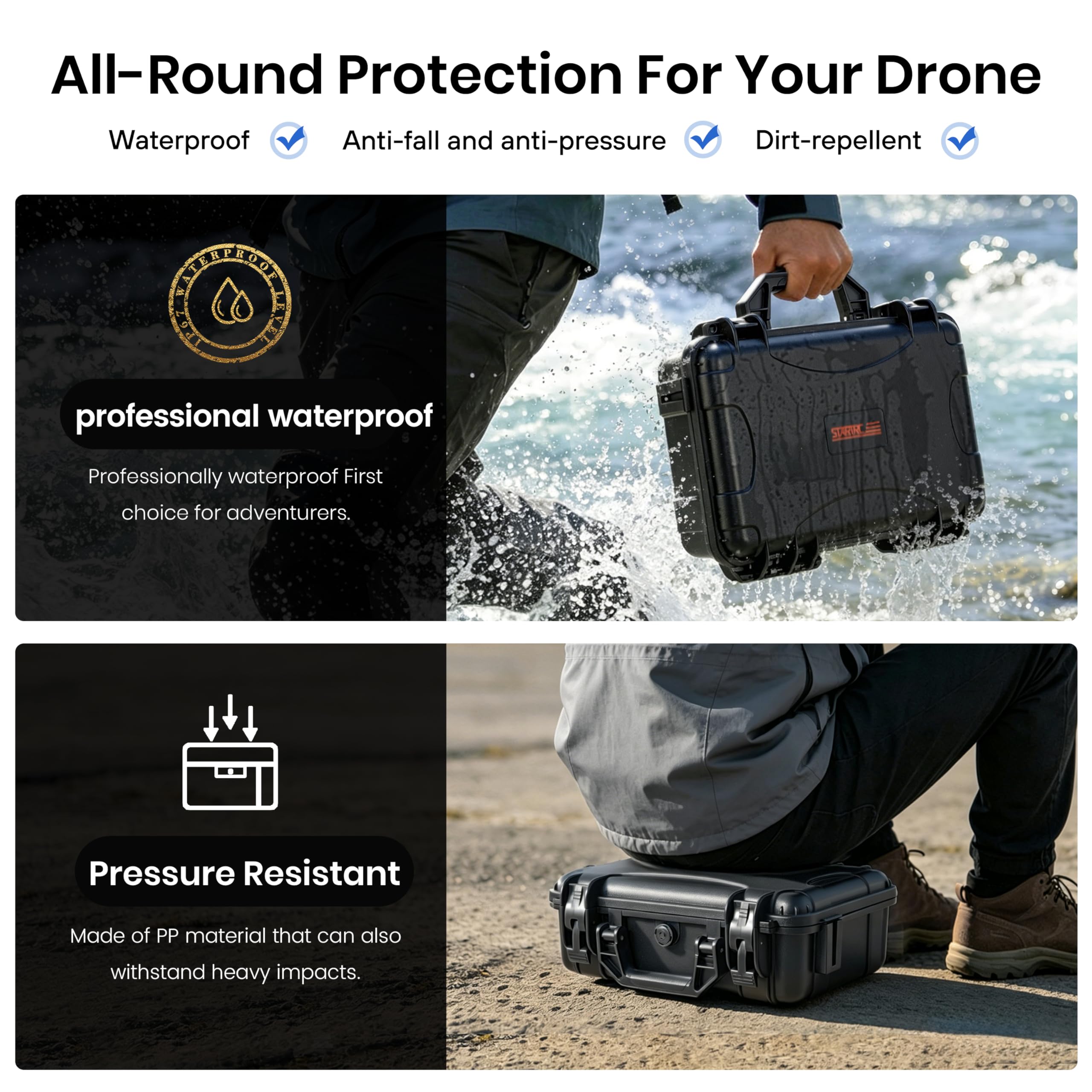 STARTRC Lito X1/1 Koffer, Wasserdichter Harter Tasche für DJI Lito X1/1 Fly More Combo Zubehör für DJI RC 2/RC-N3,4 Akkus & Lade-Hub Kleine Koffer