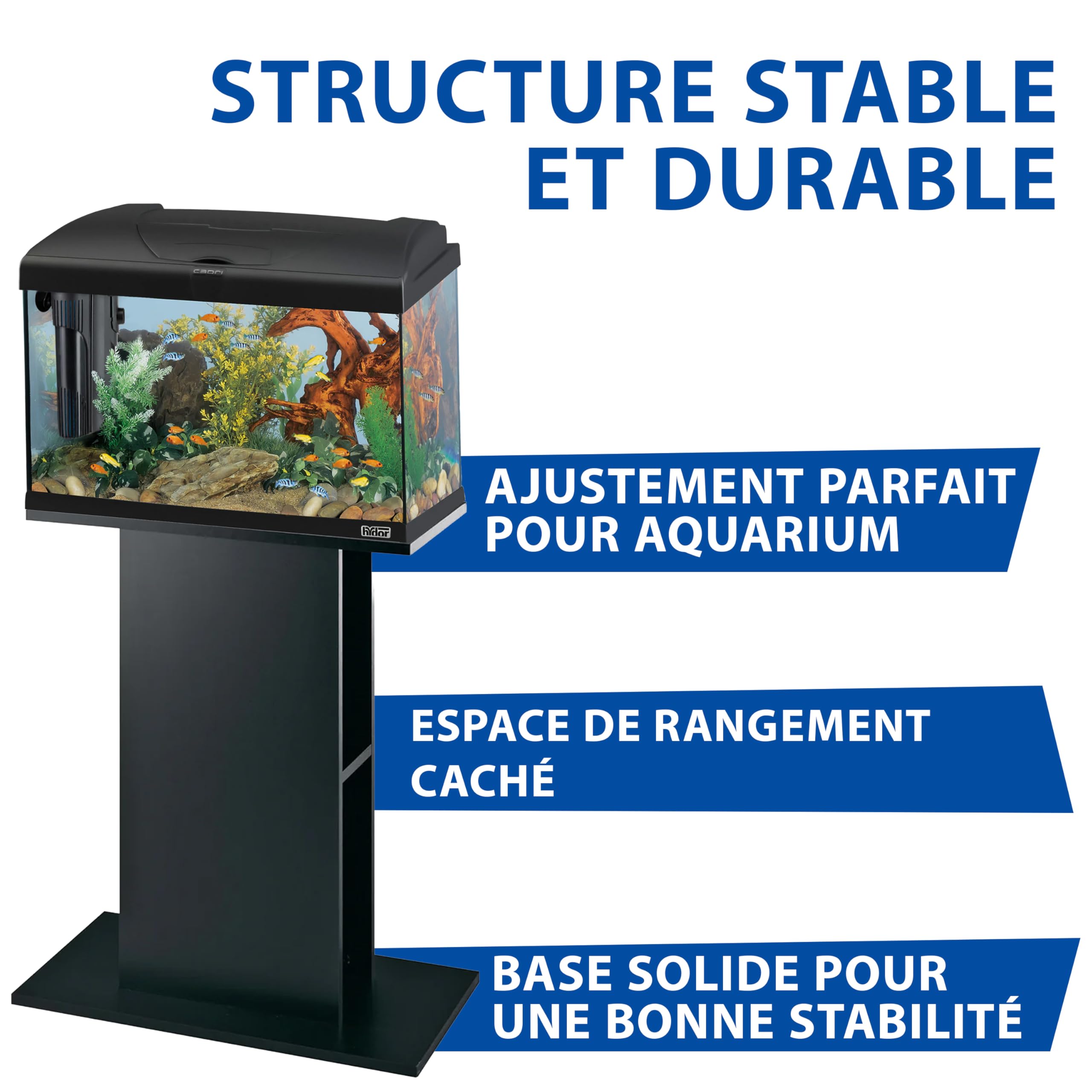 Ferplast Hydor Meuble pour Aquarium, résistant à l'humidité, Structure Robuste, Pieds réglables, 62,5 x 34,5 x h 73 cm, en Bois Noir