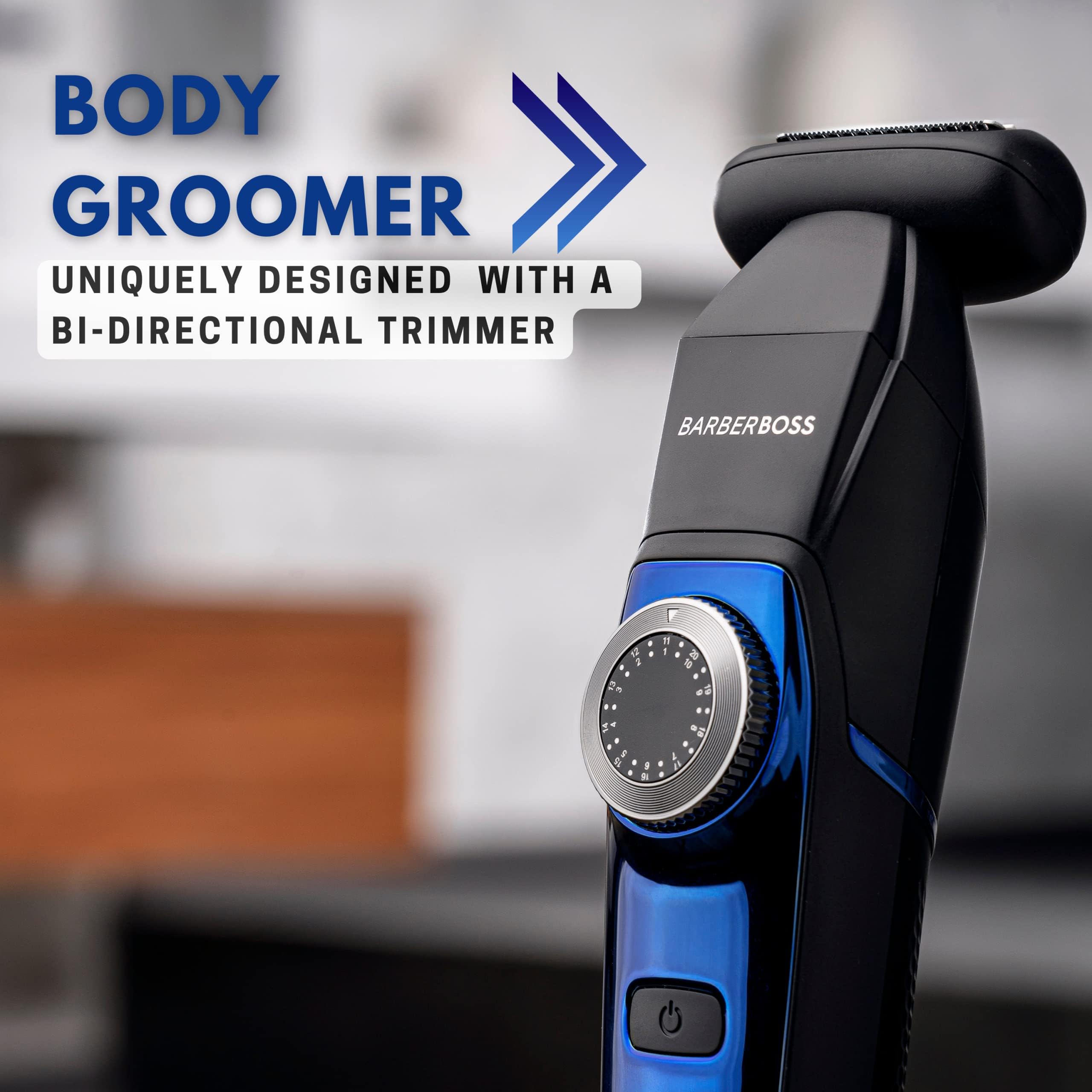 BarberBoss Kit de cuidado personal inalámbrico 5 en 1 para hombre, dial de precisión, 39 posiciones de longitud, cortadora de cabello y barba para hombres