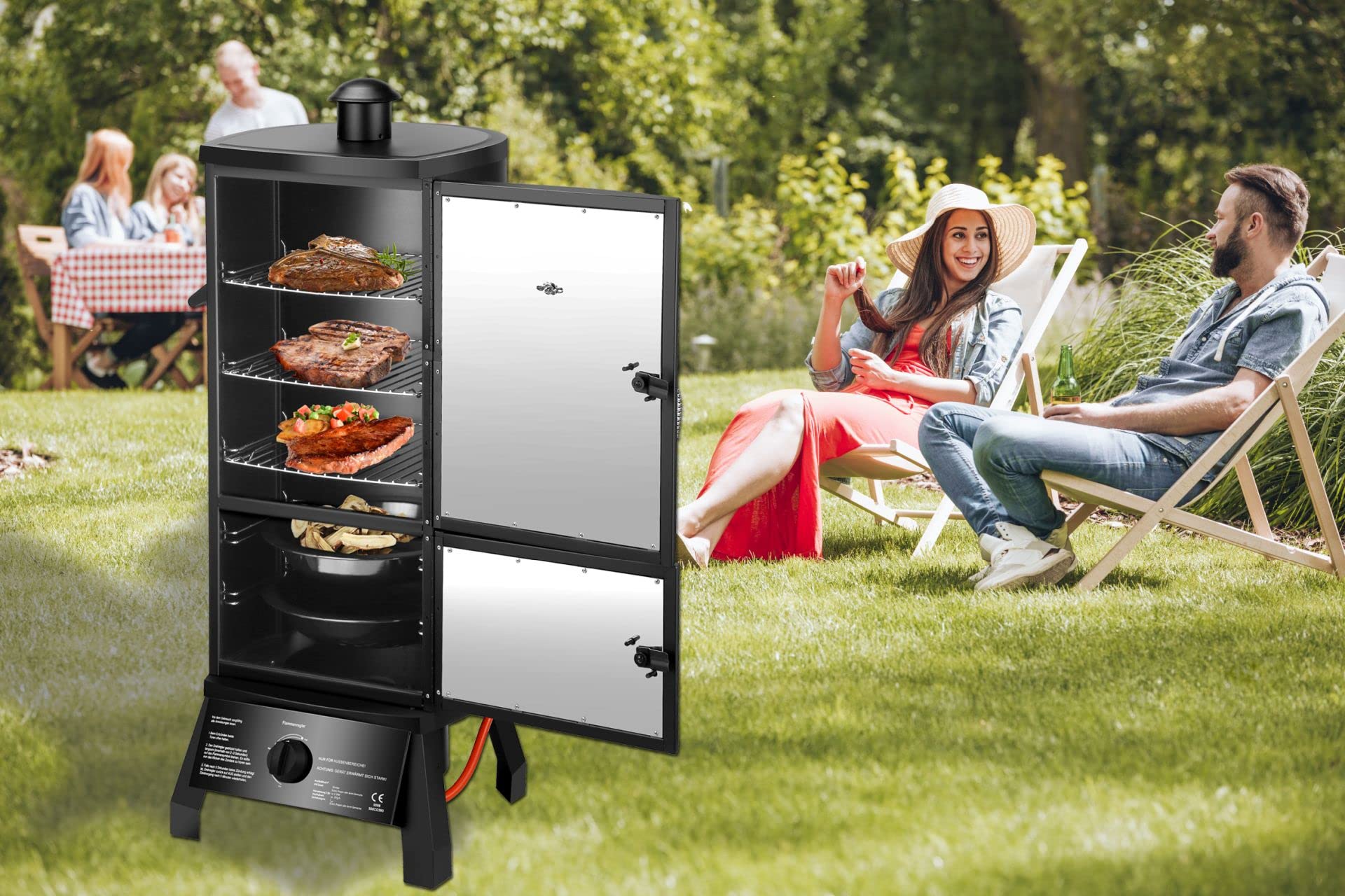 Gasgrill "PORTLAND" von El Fuego® | inkl. Gasschlauch und Druckminderer | inkl. Wasserschale & Smokebox | Räuchergrill | Smoker | AY 317