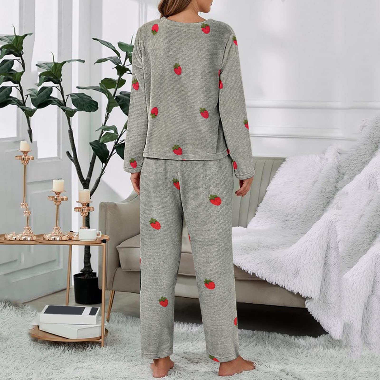 Pigiama Donna Set Pigiama Invernale Maniche Lunghe Lungo Cotone Pigiama Donna Cotone Pigiama Invernale Caldo Set Pigiama Pigiama Da Donna Manica Lunga Girocollo Pigiami Lungo Per Casa E Casuale - Foto 5