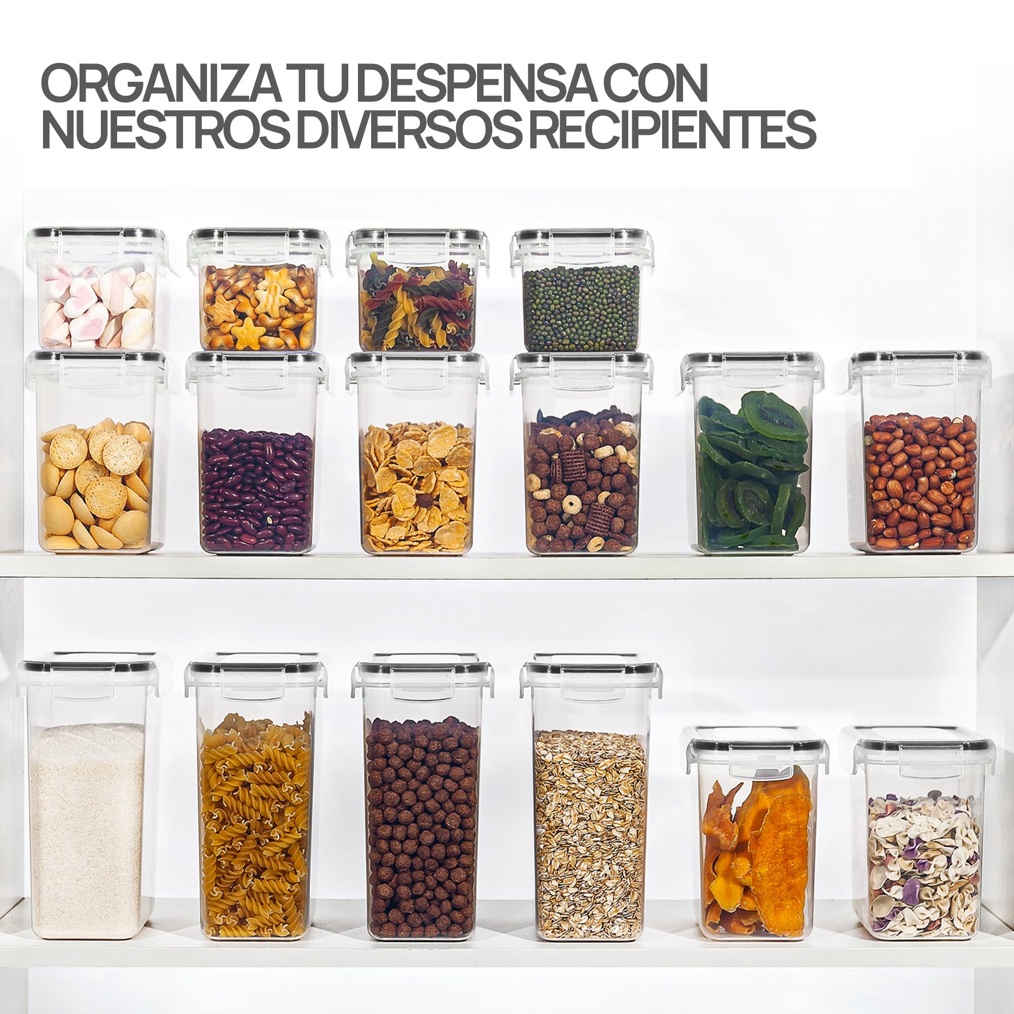 Vtopmart Botes Cocina Almacenaje Juego de 24 Piezas,Recipientes Herméticos para Alimentos con Tapa Sin BPA, Contenitori Pasta di Cereali, Muesli, Farina, Zucchero