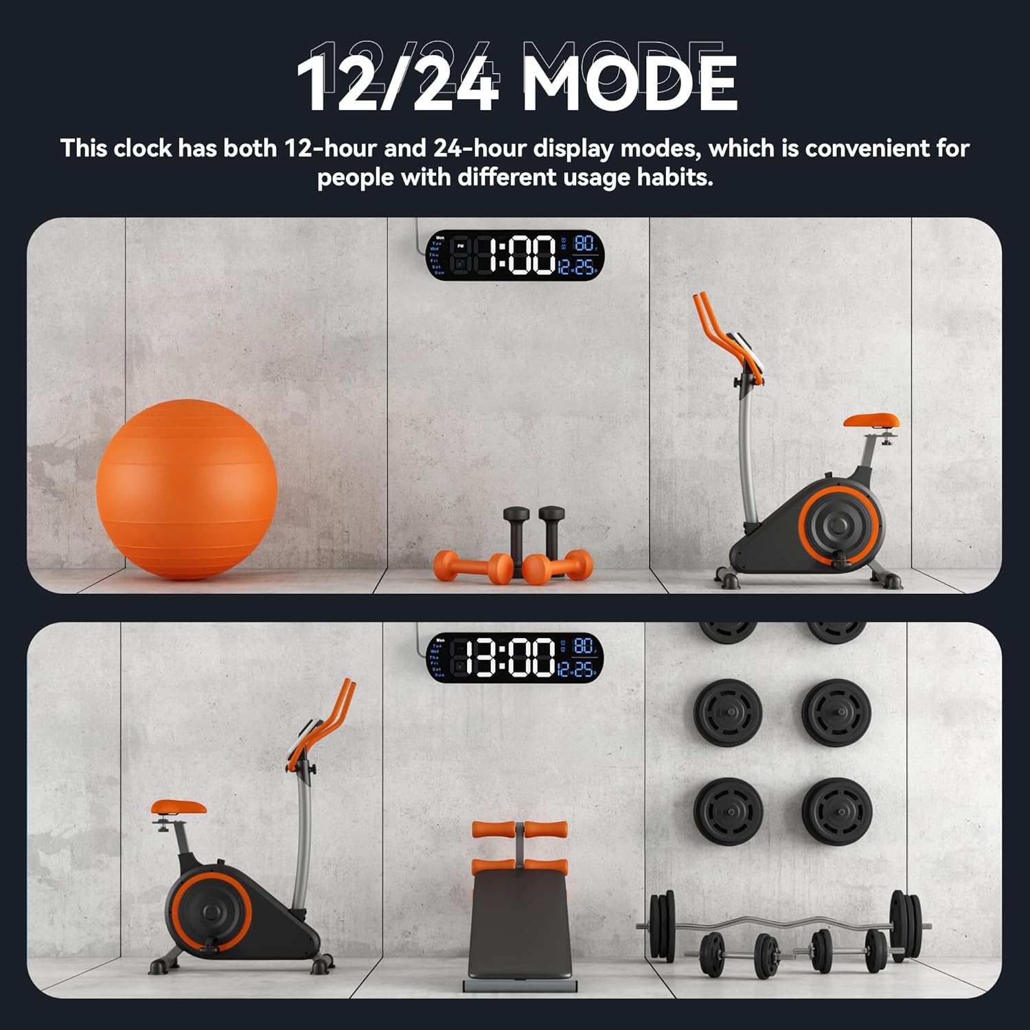 13.7 Inch Large Wall Clocks, Kitchen Wall Clock with Remote Control RGB Night light Automatic Brightness Dimmer Dual Alarm Date Week Temperature, Wall LED Clock for Bedroom, Decor, Gift, 2 Pack