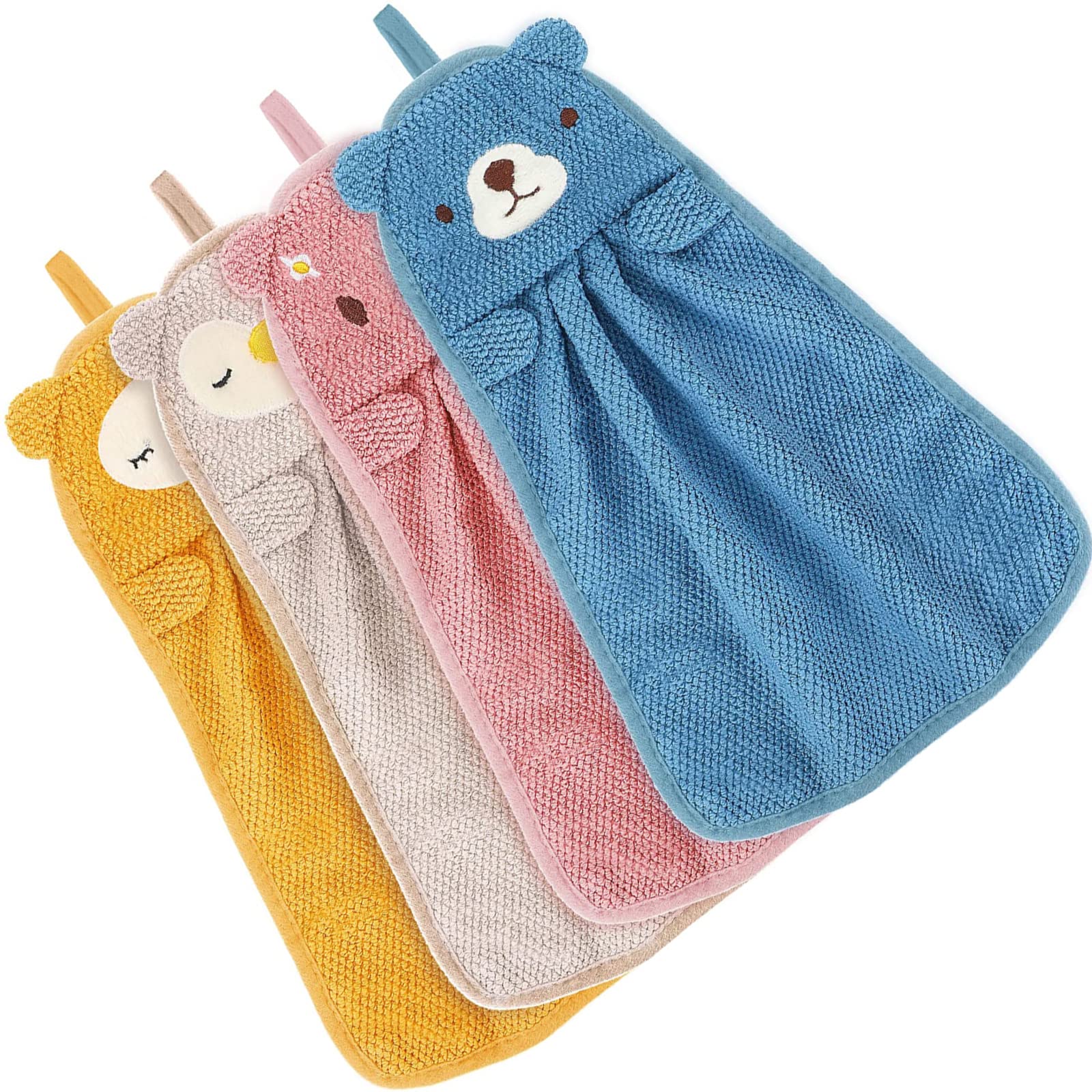 Juego 3 Toallas Felpa Con Animales - 37x25 Cm, Suaves, Secado Rápido, Con Ojales - Para Niños