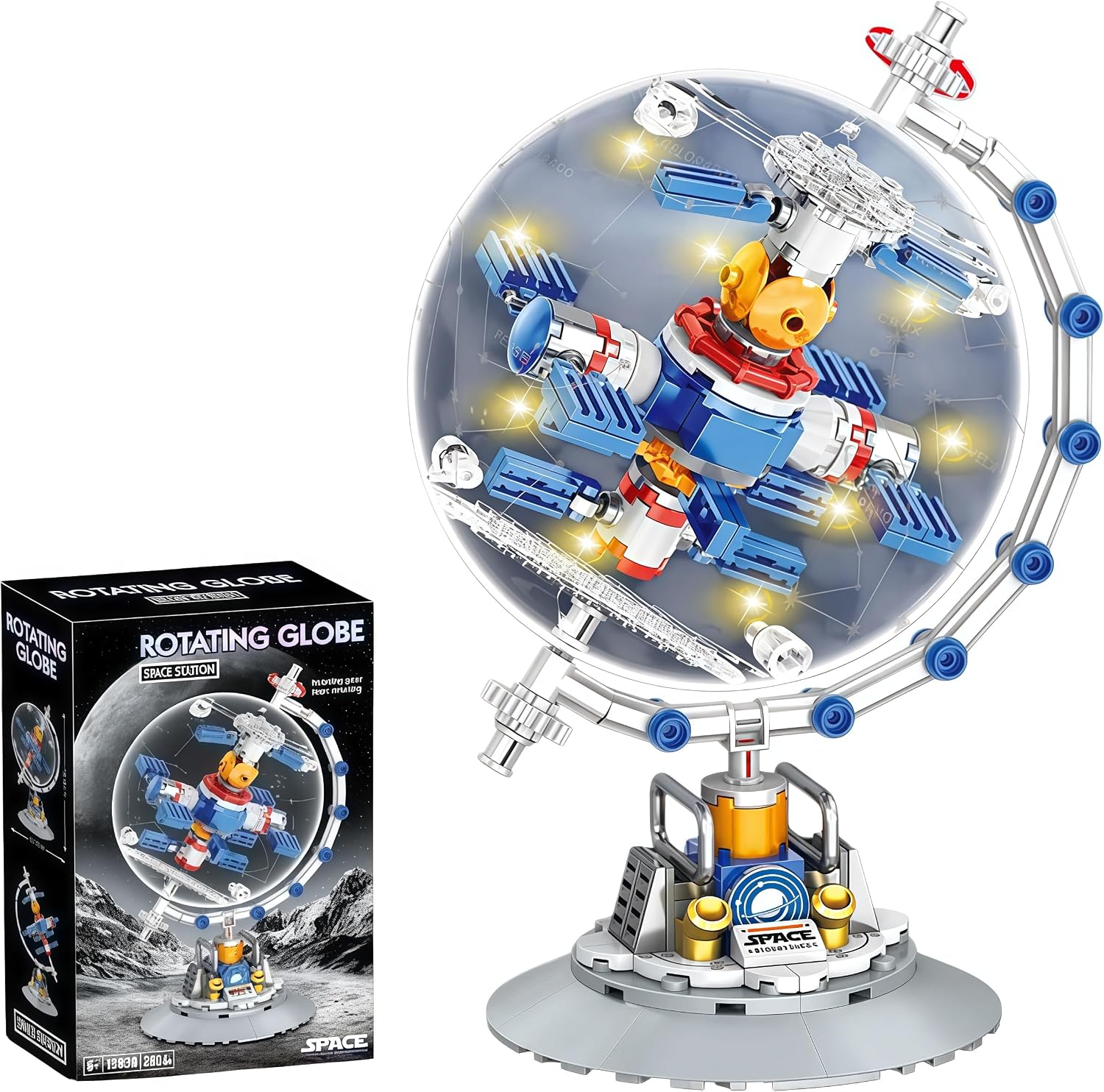 Space Station Constellation Globe Building Set with Light, Build and Display Model for Adults,Home and Office Decor,Aviation Enthusiasts Gifts