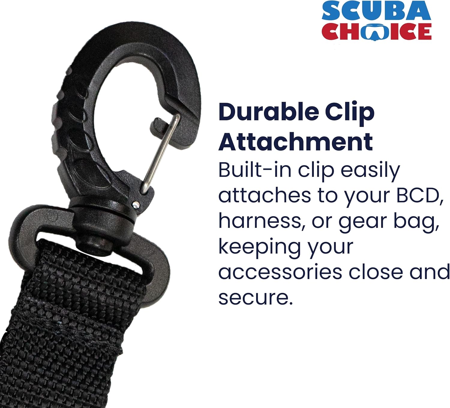 Scuba Choice Diving Dive Black Snappy Coil Camera Lanyard Clip and QB Buckles, 1.3m Coil