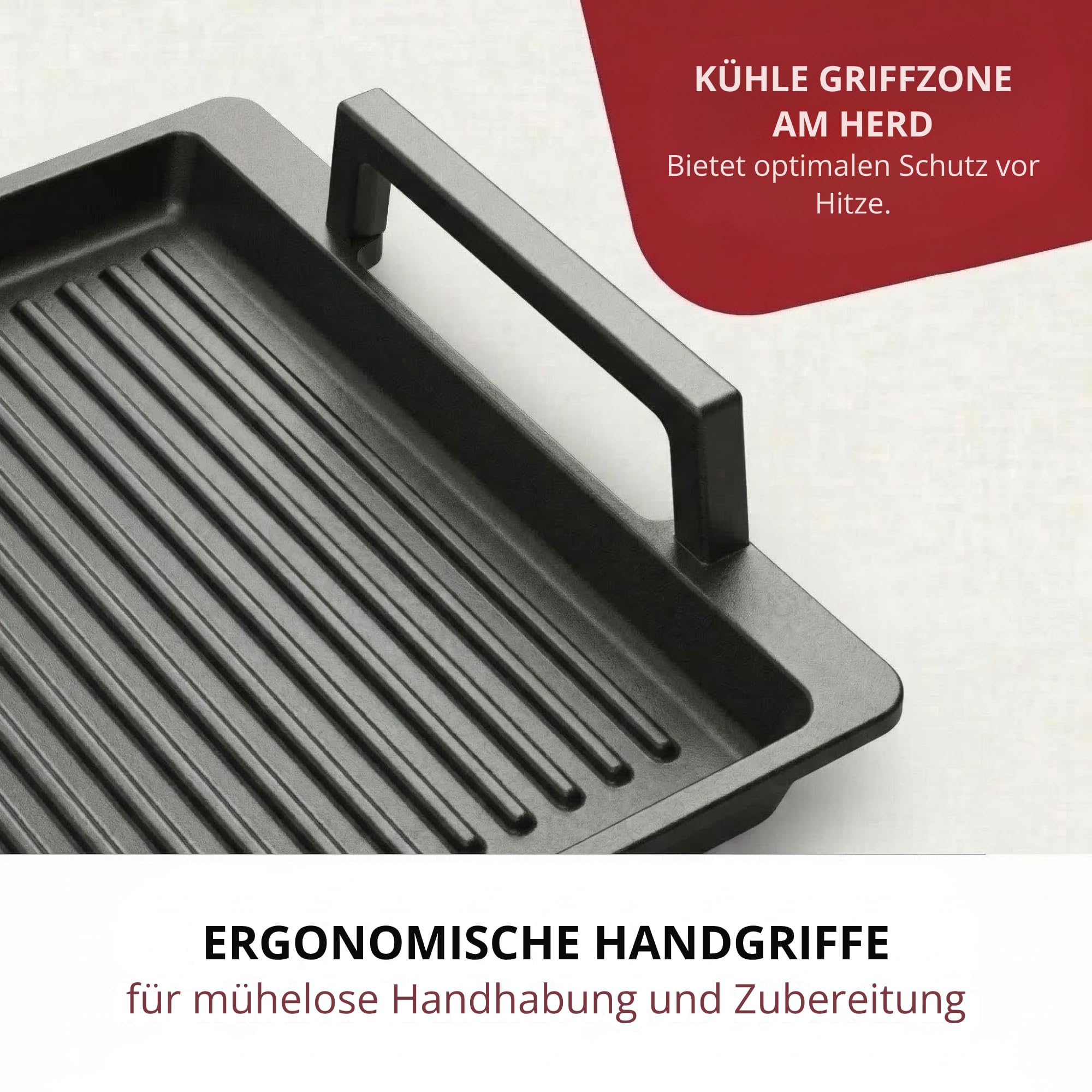 Lieblingspfanne Grillplatte BBQ 41x24 cm I mit Seitengriffen & 4-fach-Antihaftbeschichtung I aus Aluminium Guss für alle Herdarten inkl. Induktion & Gasgrill
