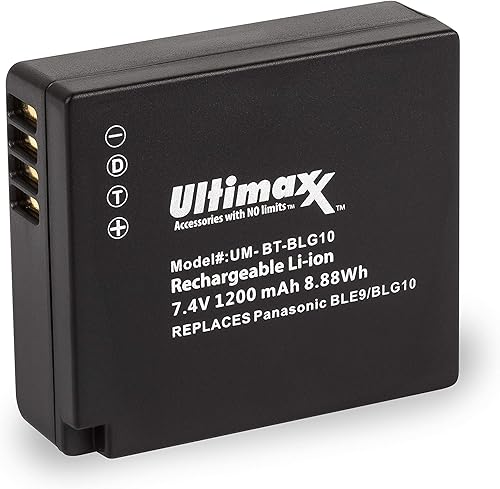 Vista 2 de Ultimaxx Cargador de viaje rápido y 2 baterías BLG10 (1200 mAh) compatibles con Lumix DC-G100, DC-ZS80, DC-GX9, DC-LX100 II, DC-ZS200, DC-ZS70