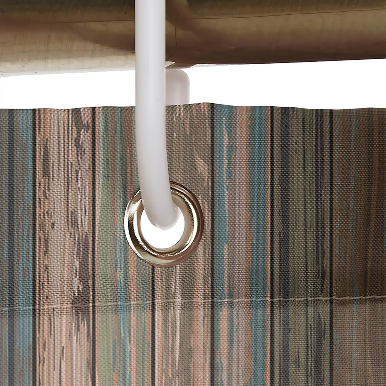 Cortina de ducha de 200 x 200 cm, marrón, vertical, patrón de tabla de madera, antimoho, cortina de baño de poliéster, resistente al agua, lavable, para bañera, 2 x 2 m de largo (ancho x alto)