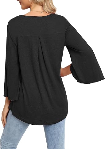 Womens 3/4 Sleeve Blouses Tops V Neck Trendy Dressy Casual Shirts