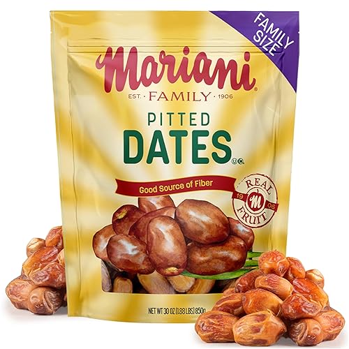 Mariani - Dátiles secos sin hueso, bolsa de 30 onzas, fechas secas sin azúcar añadido, sin gluten, sin lácteos, veganas y llenas de fibra para