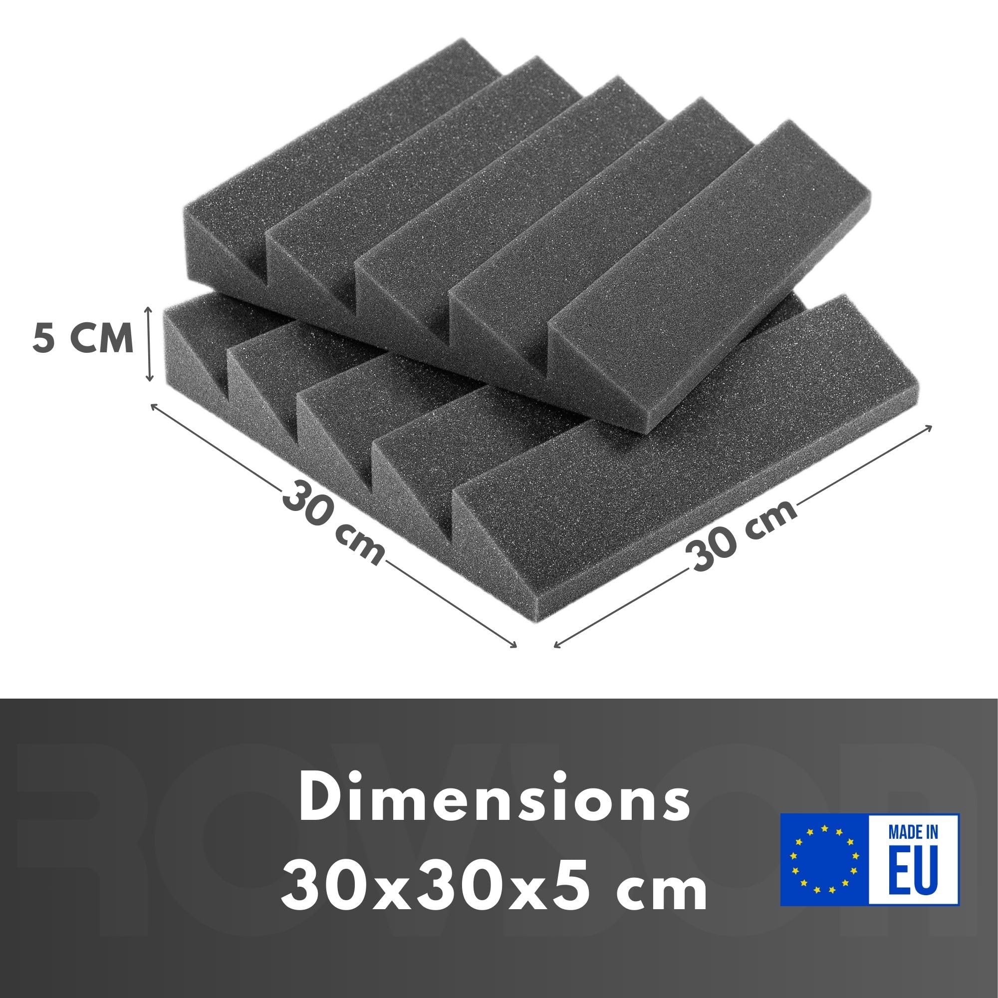 Lot de 24 Panneaux de Mousse Acoustique avec Autocollants, 30x30x5cm, Mousse Anti-bruit Panneaux Acoustiques Ignifuges pour Studios D'enregistrement, Bureaux, Studios de Danse, Streamers