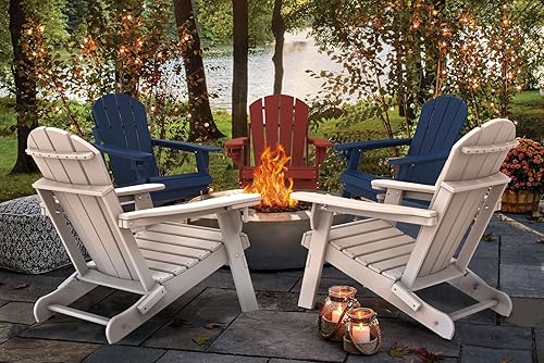 Miniatura 2 de IVY&LANE Juego de 2 sillas plegables Adirondack  Plástico HDPE  Silla para hoguera al aire libre con portavasos  Azul  Poli  Resistente a la