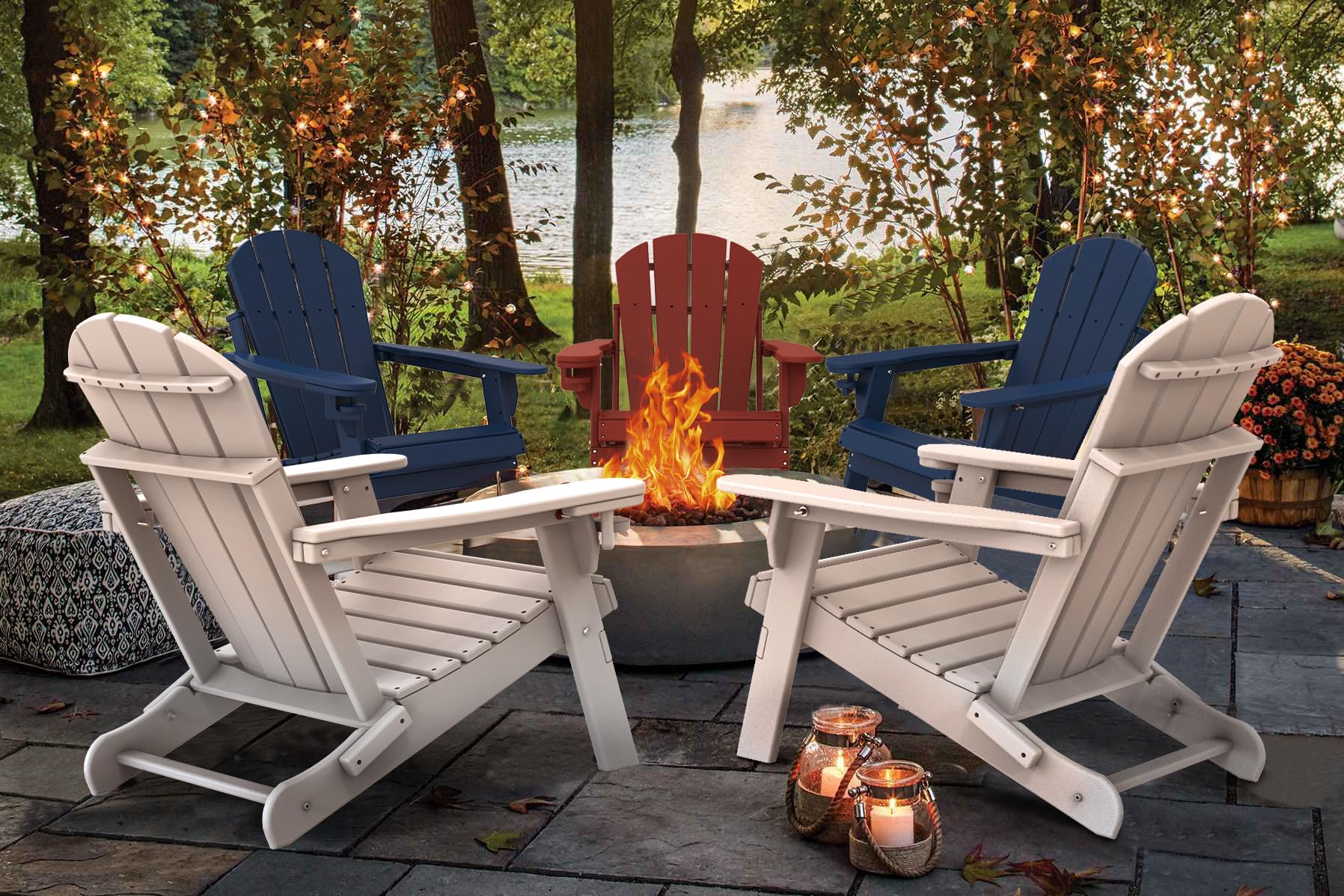 4 plastic adirondack chairs