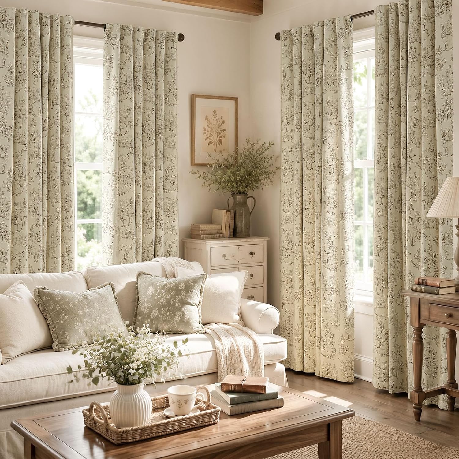 jinchan Taupe Blackout Curtains 84 Inch Woodland Back Tab 2 Panels image 3